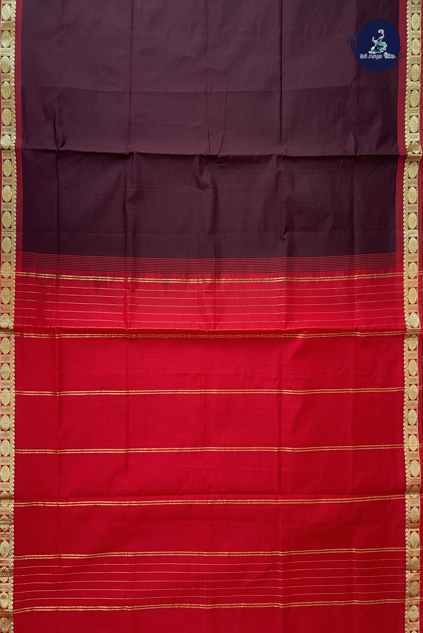 Coffee Brown Kanchi Semi Silk Cotton Saree With Plain Pattern