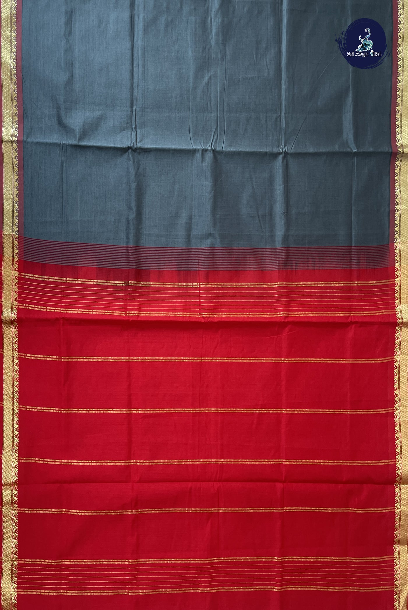 Grey Kanchi Semi Silk Cotton Saree With Plain Pattern