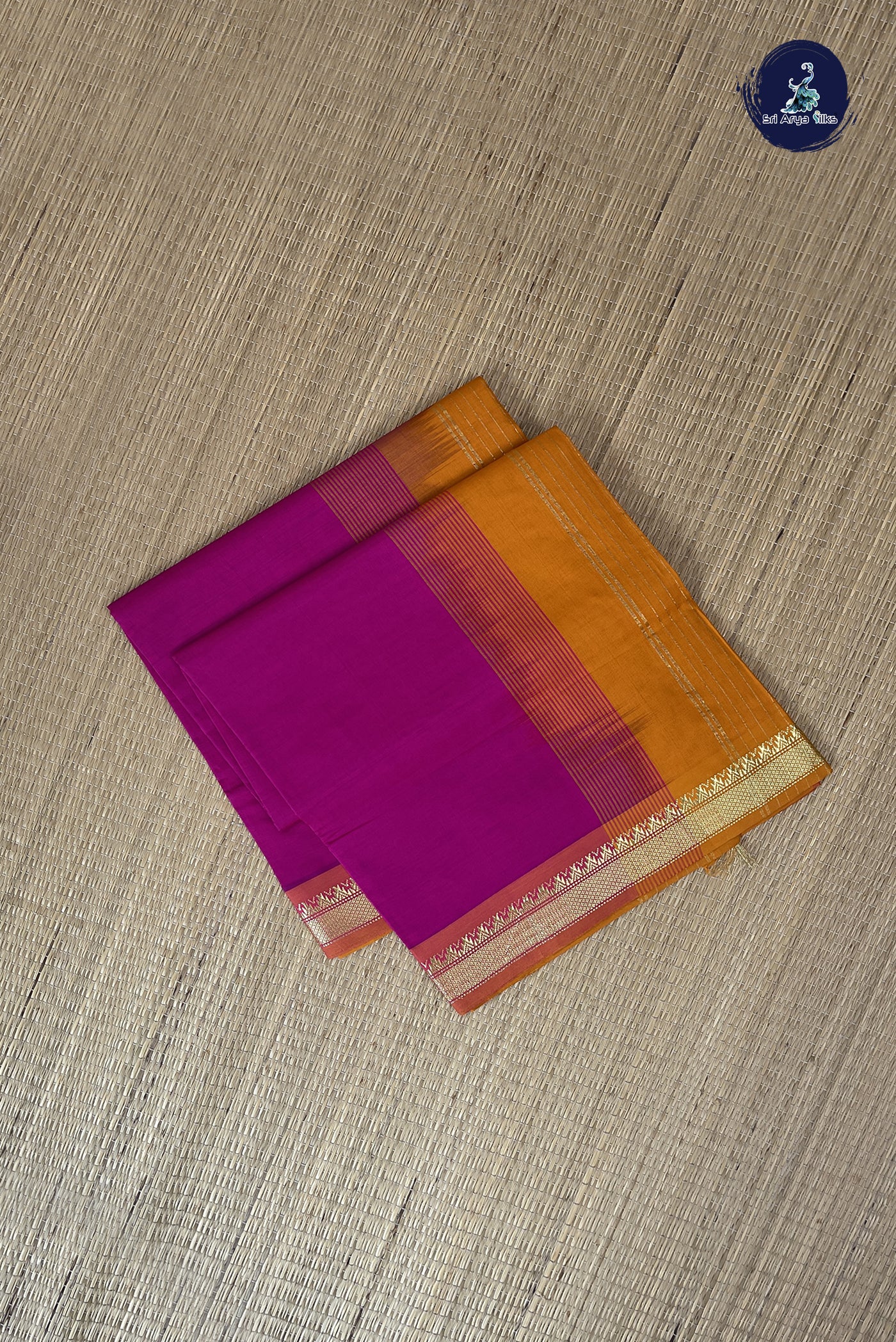 Pink Kanchi Semi Silk Cotton Saree With Plain Pattern