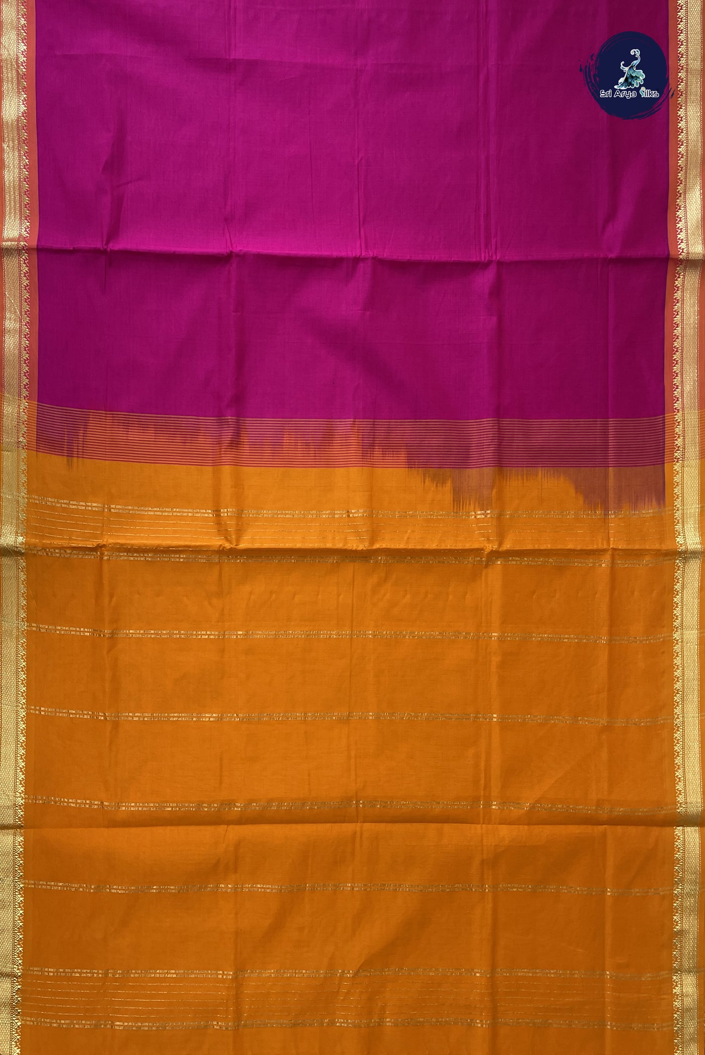 Pink Kanchi Semi Silk Cotton Saree With Plain Pattern