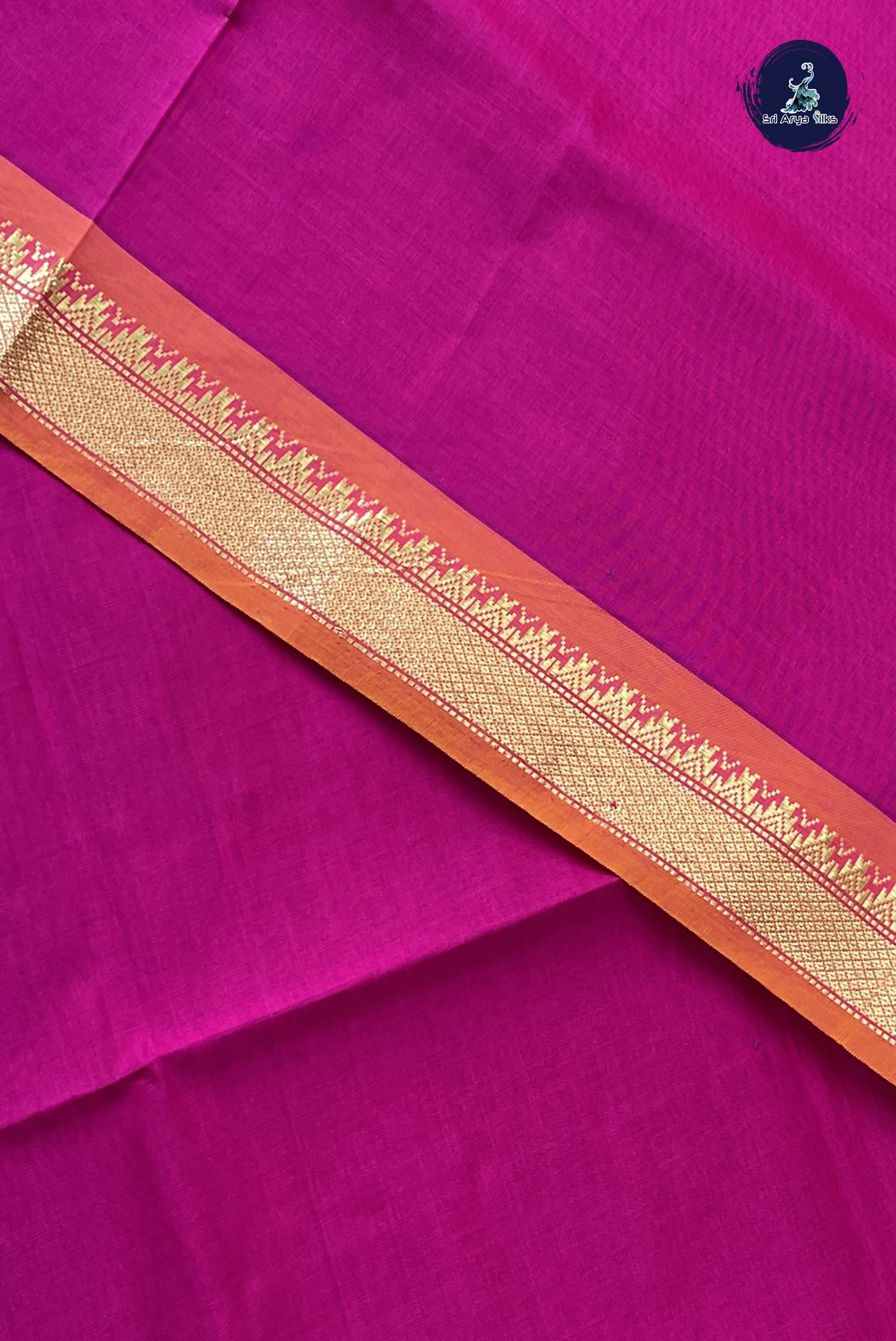 Pink Kanchi Semi Silk Cotton Saree With Plain Pattern