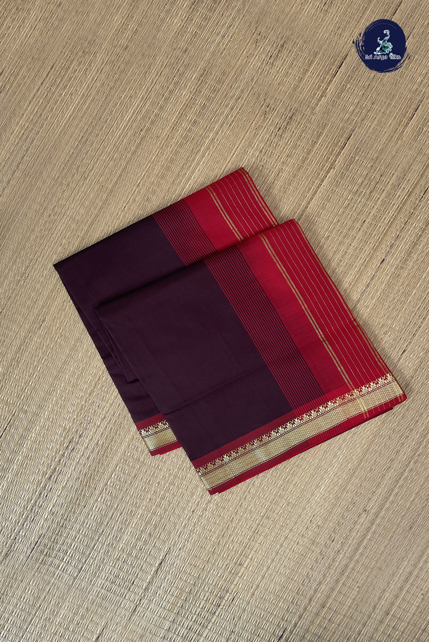 Coffee Brown Kanchi Semi Silk Cotton Saree With Plain Pattern