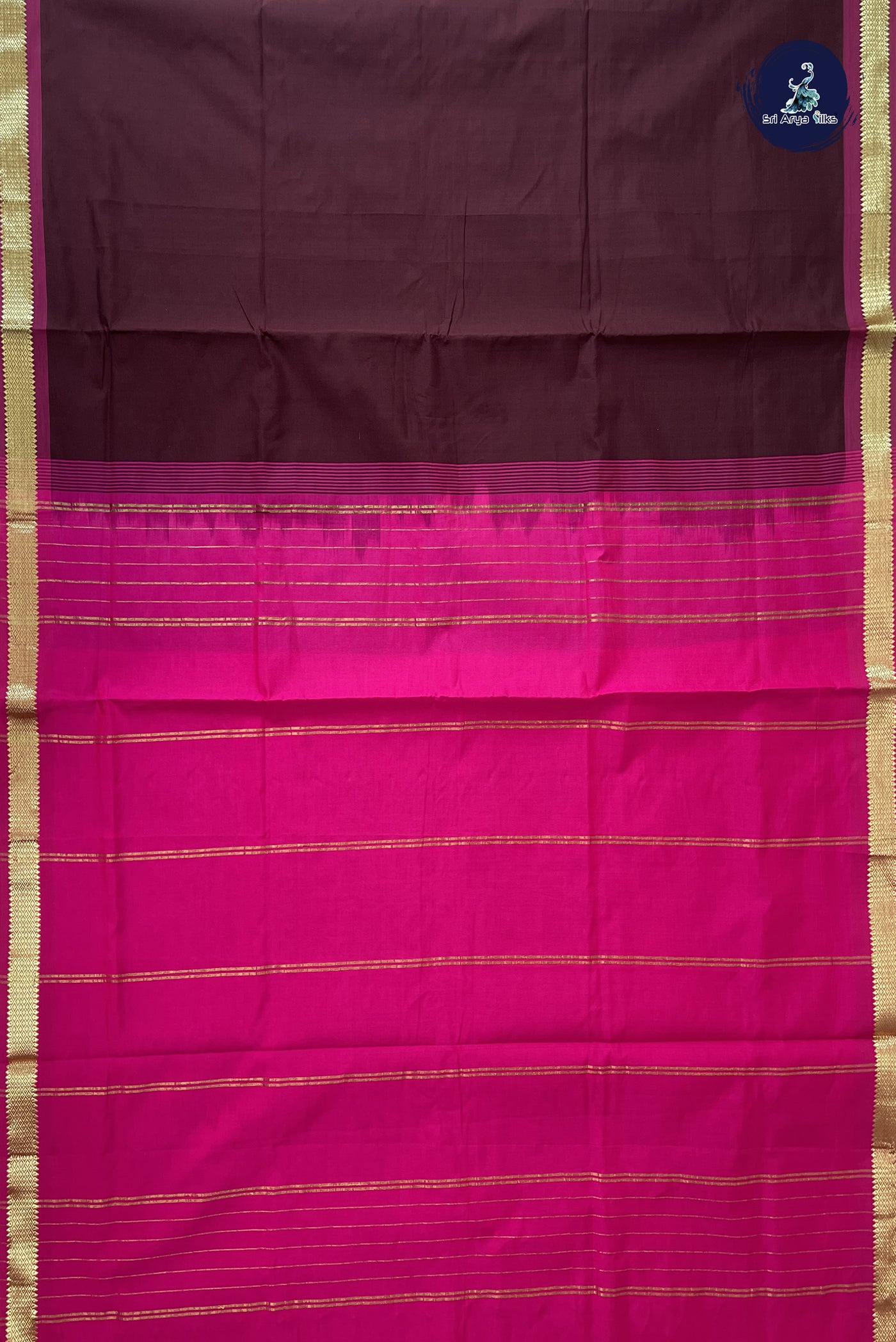 Coffee Brown Kanchi Semi Silk Cotton Saree With Plain Pattern