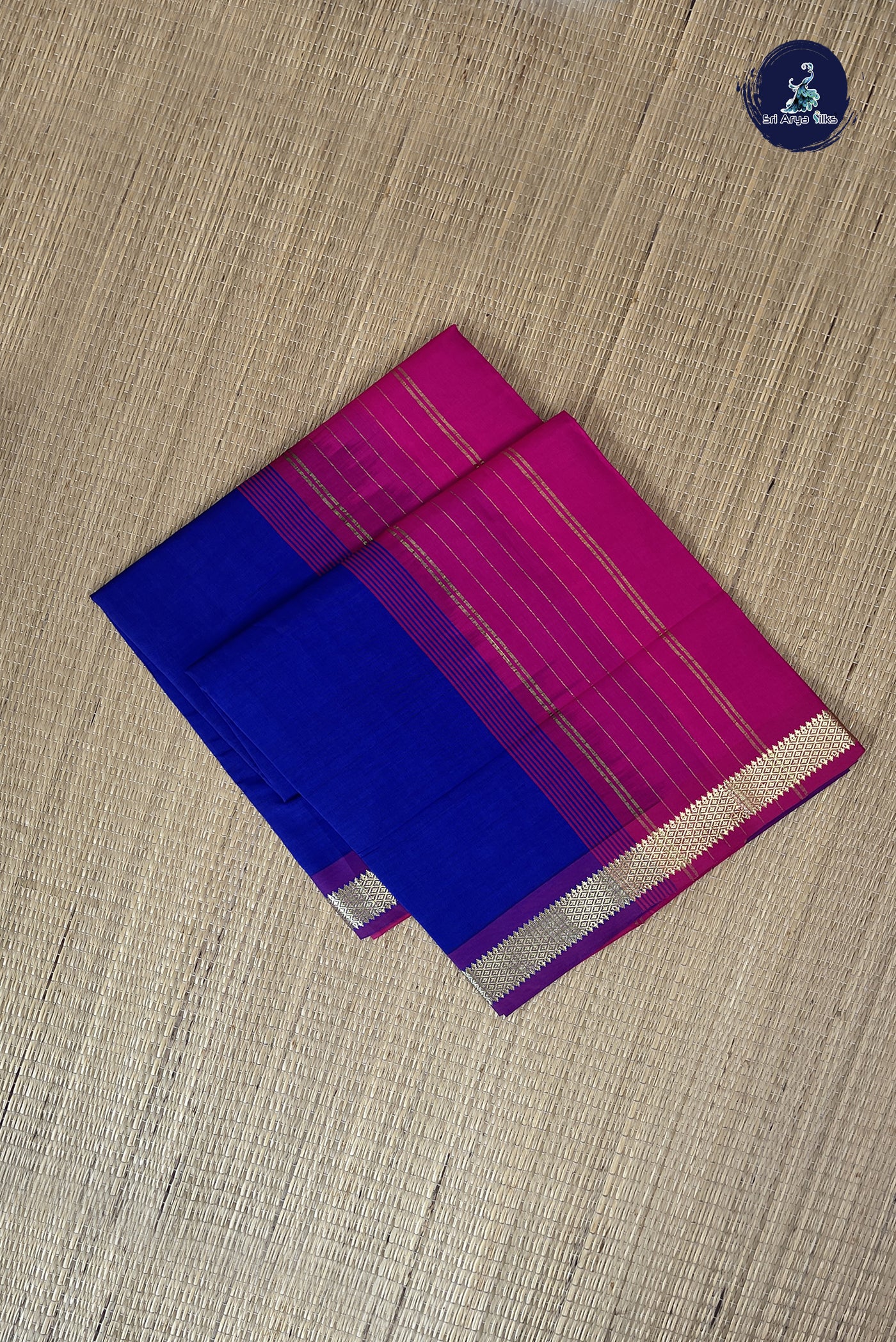 Ink Blue Kanchi Semi Silk Cotton Saree With Plain Pattern
