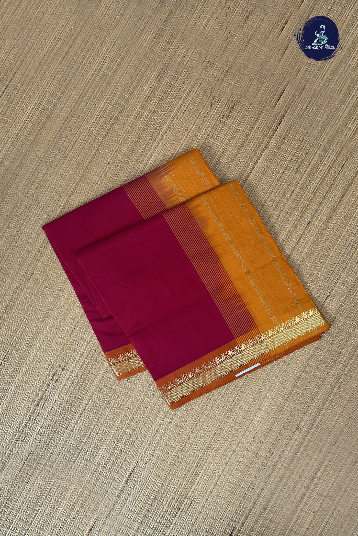 Maroon Kanchi Semi Silk Cotton Saree With Plain Pattern