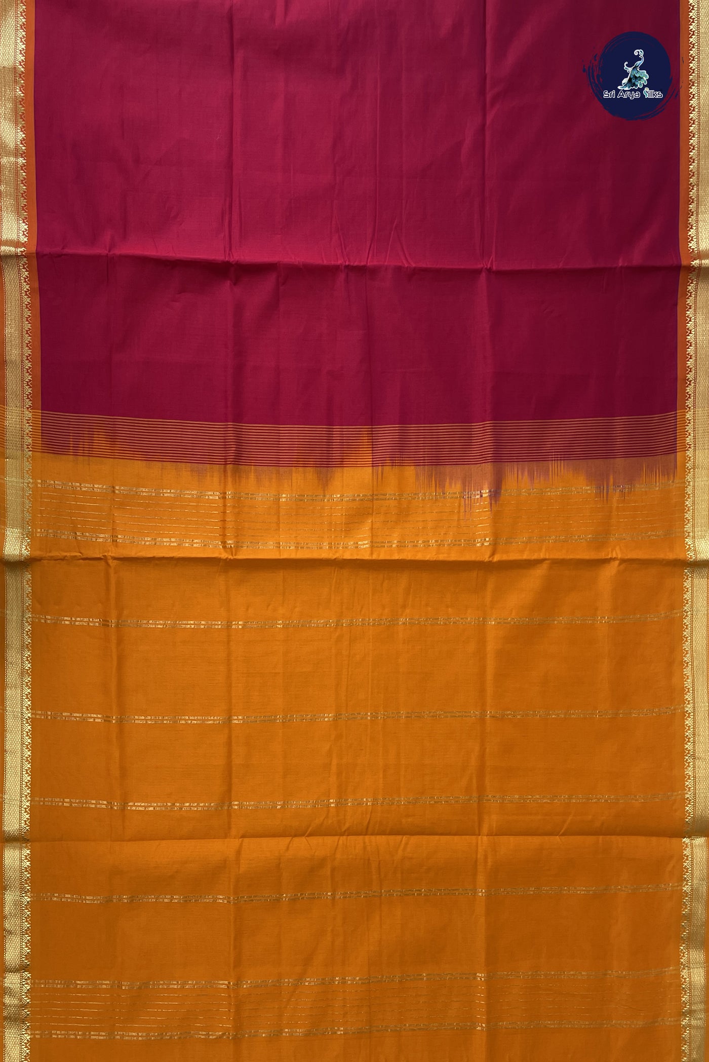 Maroon Kanchi Semi Silk Cotton Saree With Plain Pattern