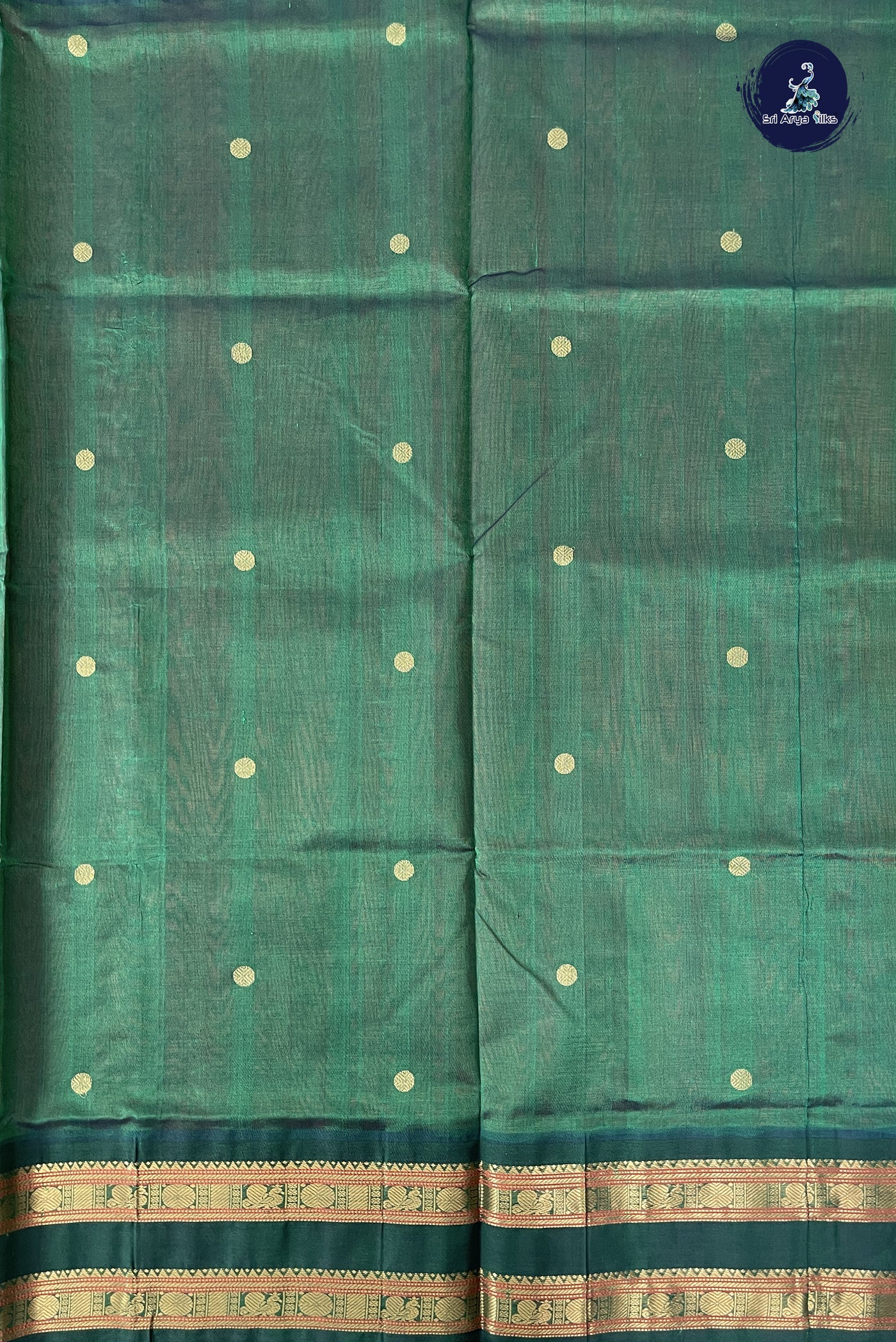 Rust Korvai Silk Cotton Saree With Zari Buttas Pattern