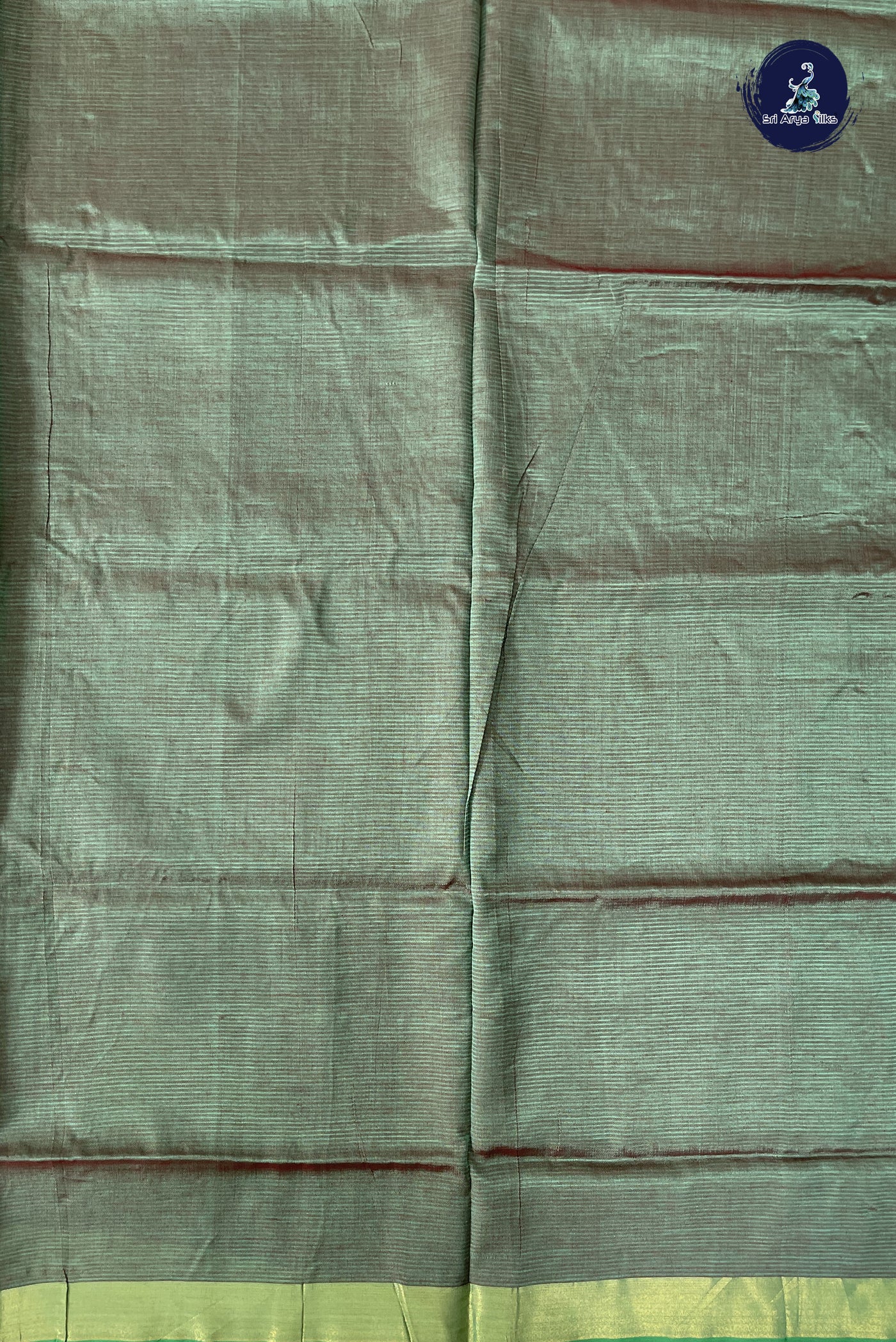 Dual Tone Green Kanchi Semi Silk Cotton Saree With Printed Pattern