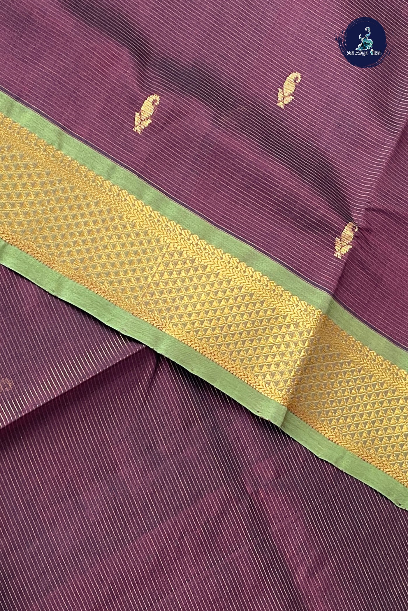 Brown Vaira Oosi Silk Cotton Saree With Vaira Oosi Pattern