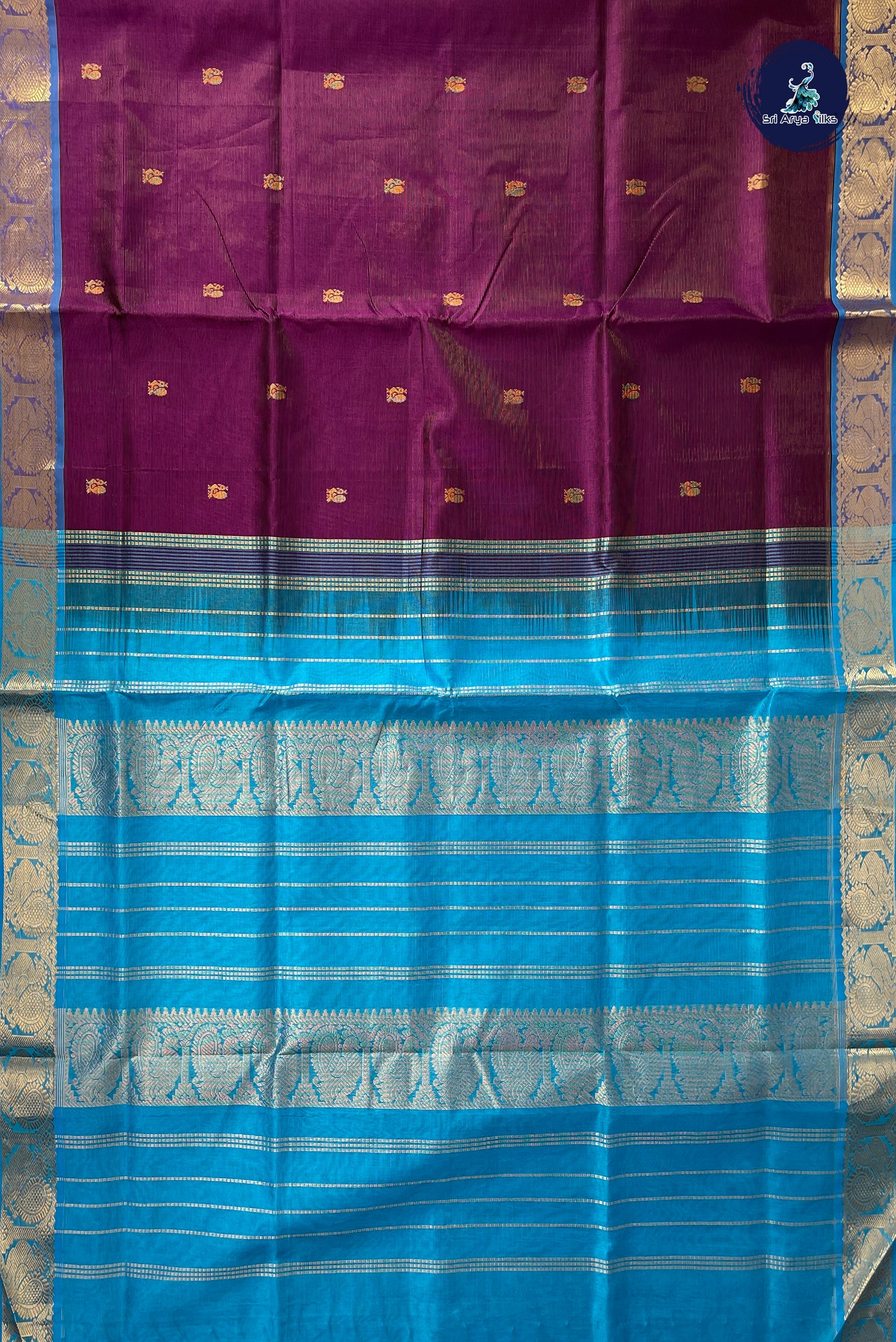 Jamun Vaira Oosi Silk Cotton Saree With Vaira Oosi Pattern