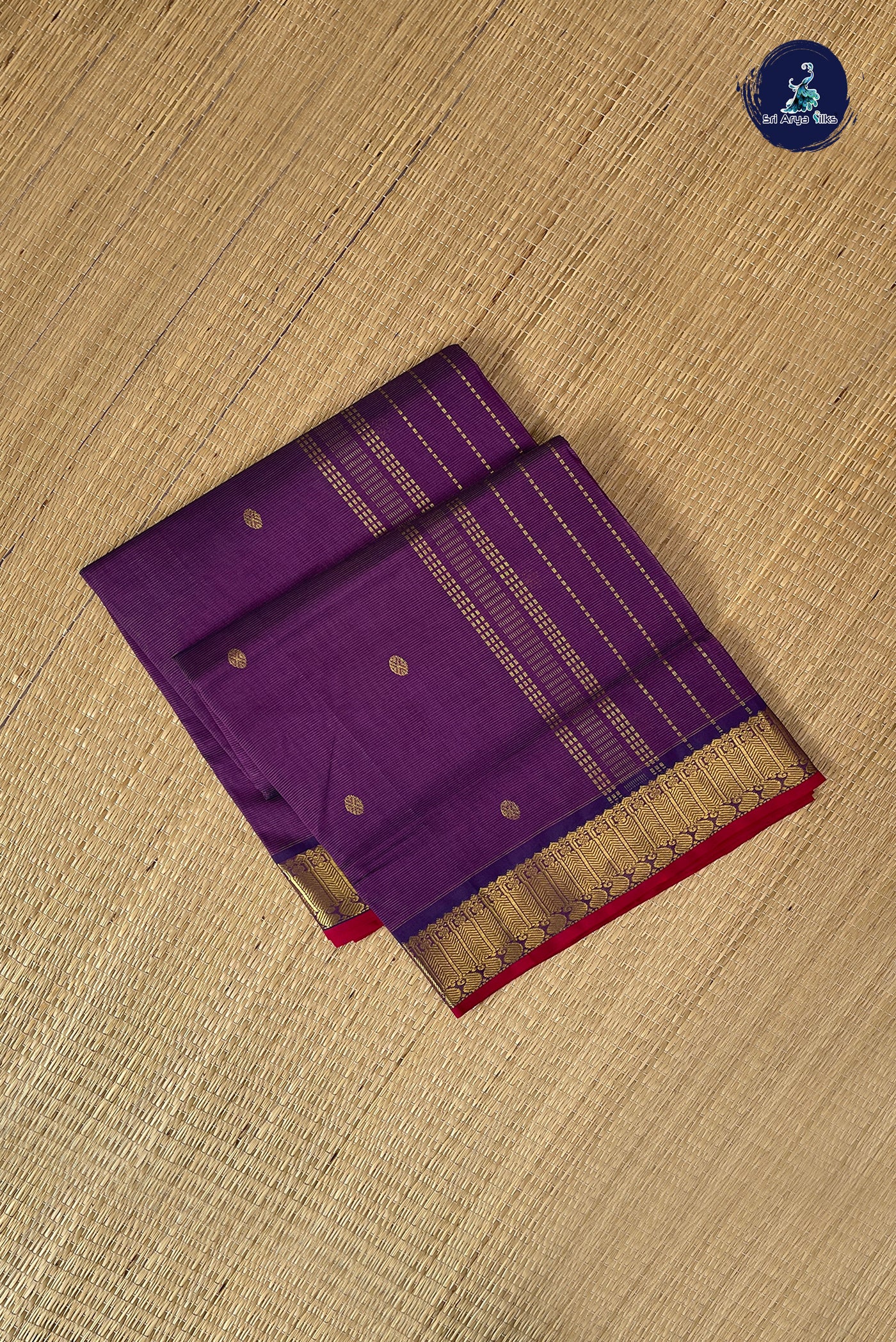 Jamun Vaira Oosi Silk Cotton Saree With Vaira Oosi Pattern