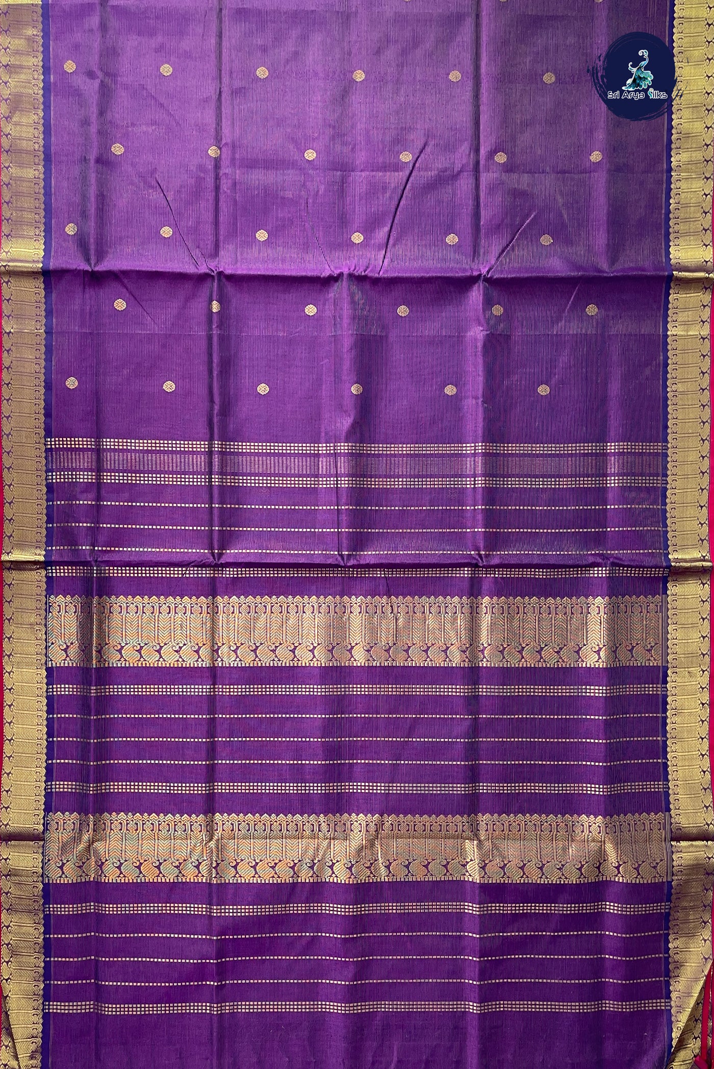 Jamun Vaira Oosi Silk Cotton Saree With Vaira Oosi Pattern