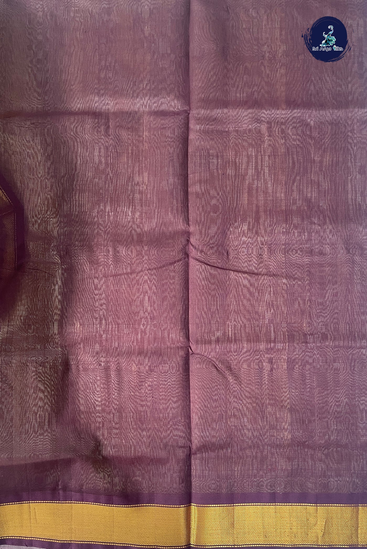 Beige Simple Silk Cotton Saree With Plain Pattern