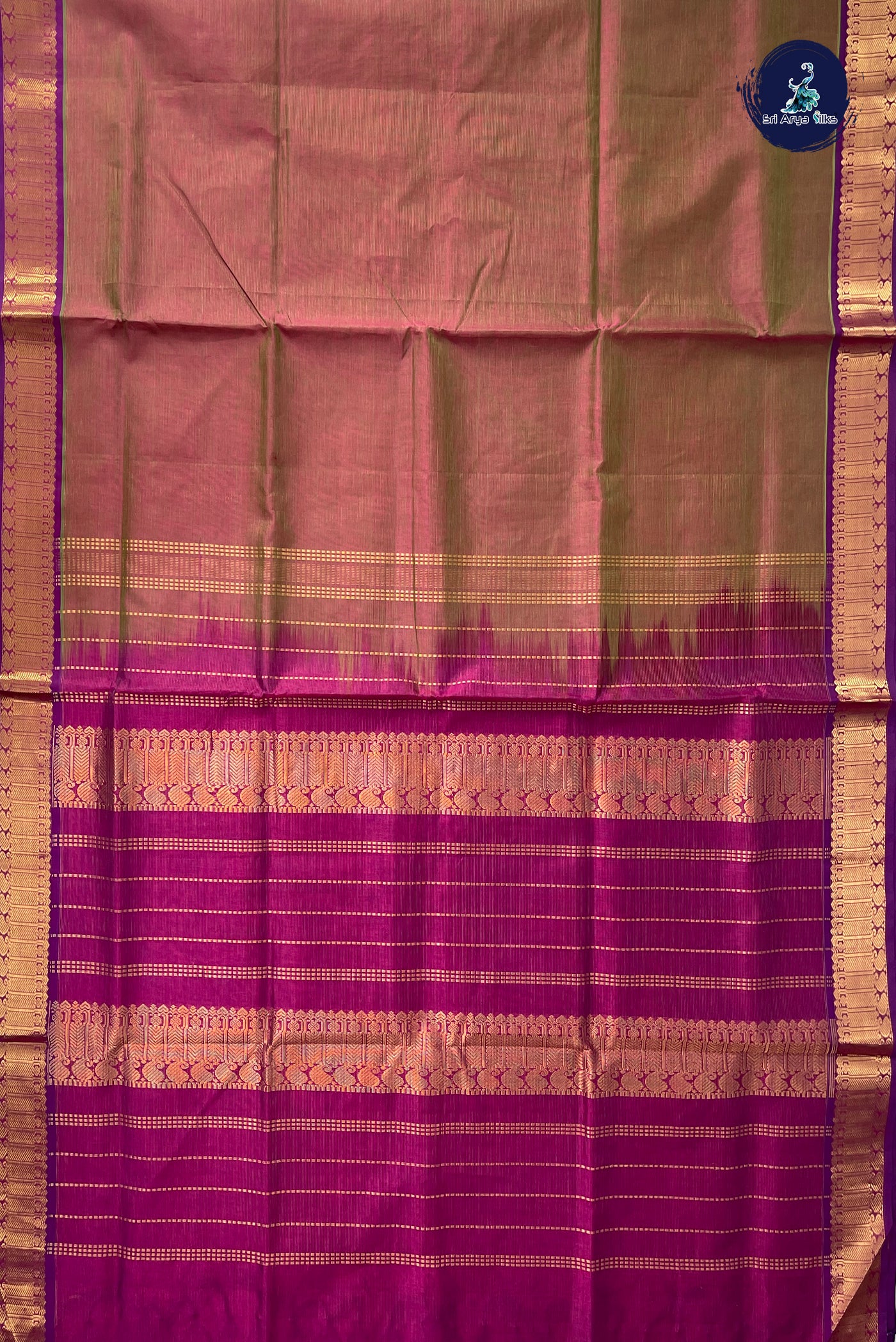 Dual Tone Pink Vaira Oosi Silk Cotton Saree With Vaira Oosi Pattern