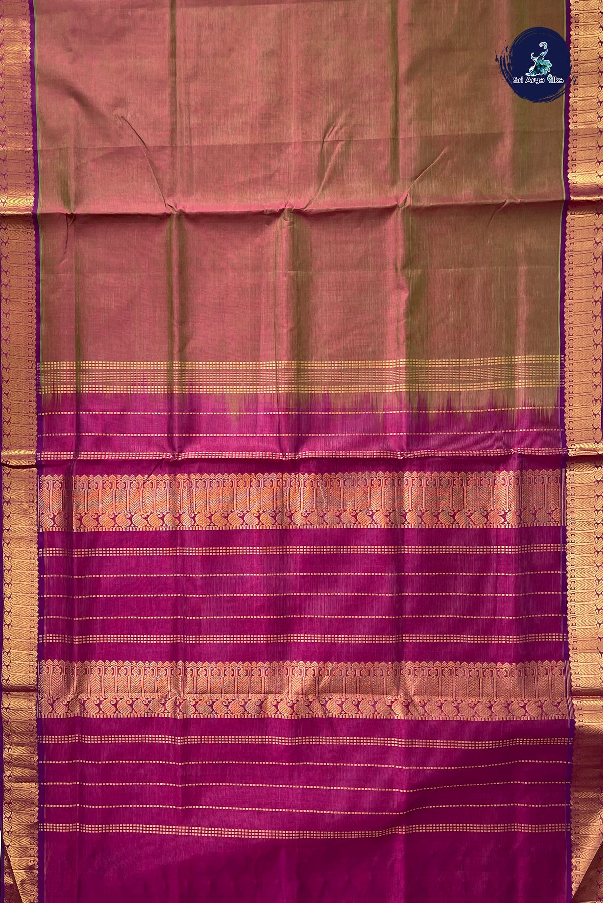 Dual Tone Pink Vaira Oosi Silk Cotton Saree With Vaira Oosi Pattern