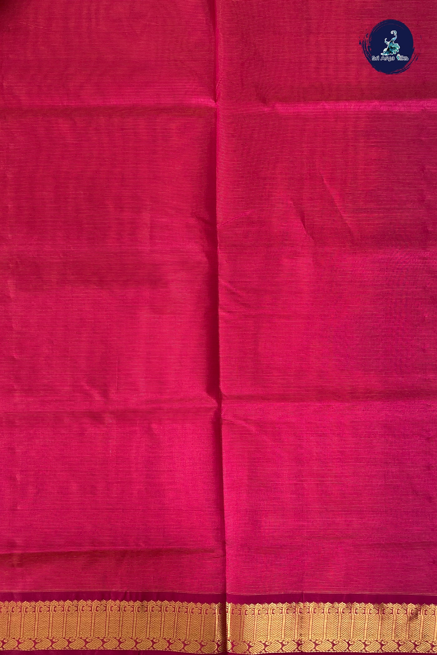 Orangish Pink Vaira Oosi Silk Cotton Saree With Vaira Oosi Pattern