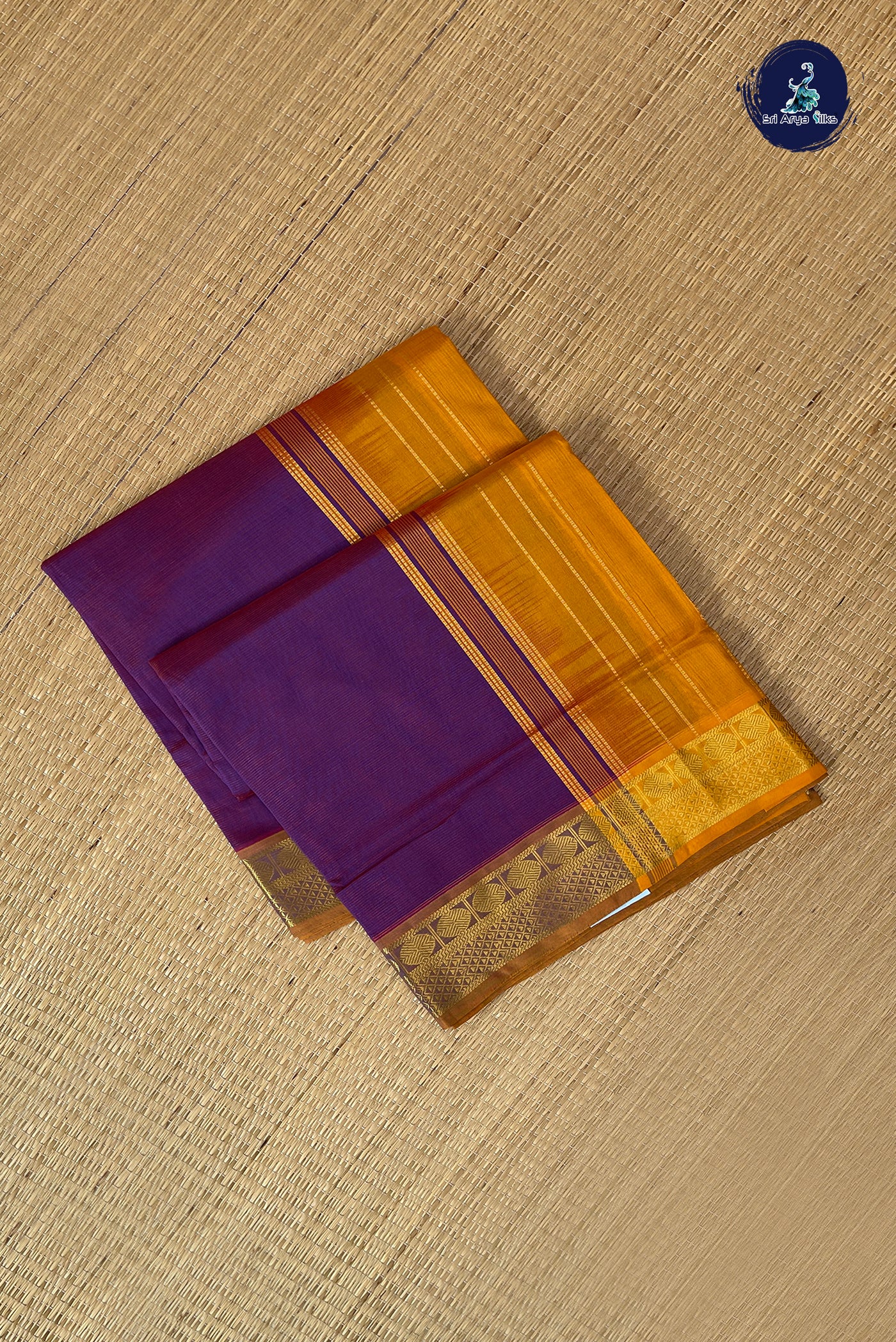 Dual Tone Purple Vaira Oosi Silk Cotton Saree With Vaira Oosi Pattern