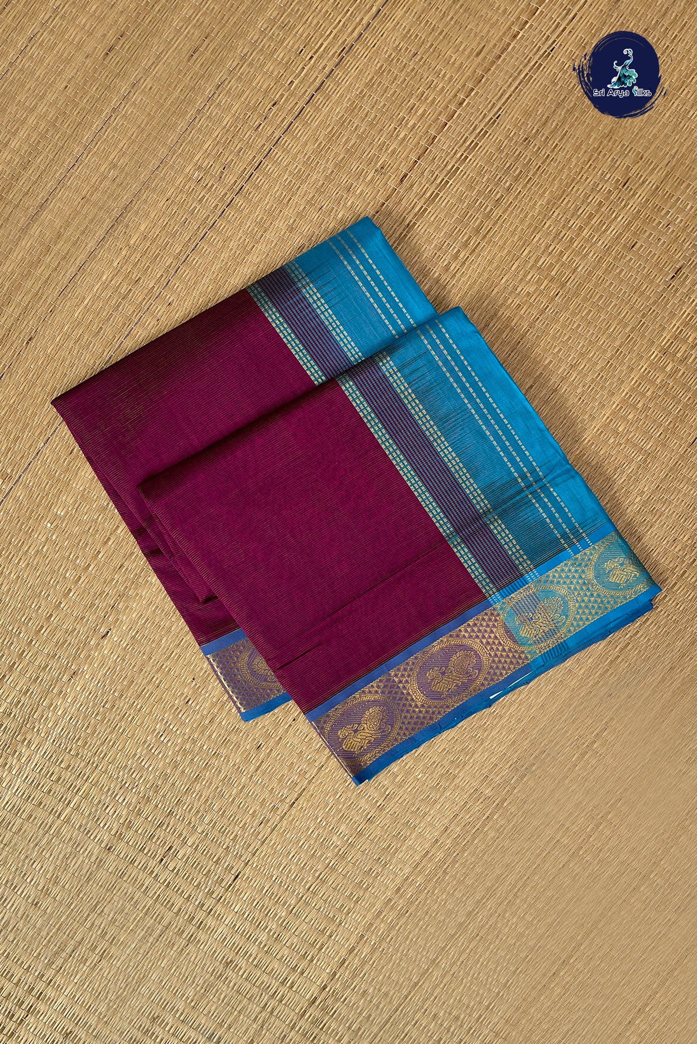 BeetRoot Shade Vaira Oosi Silk Cotton Saree With Vaira Oosi Pattern