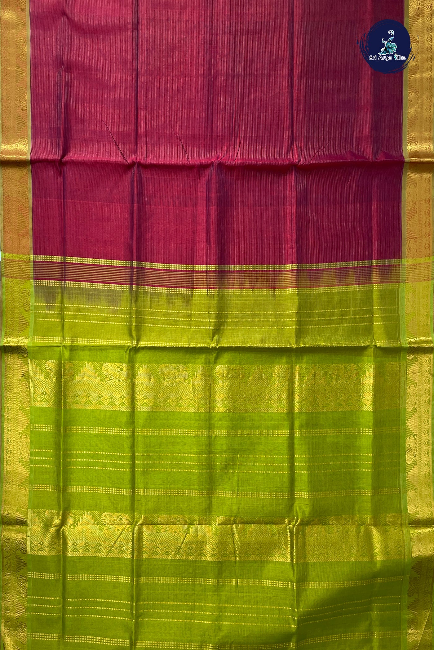 Dual Tone Maroon Vaira Oosi Silk Cotton Saree With Vaira Oosi Pattern