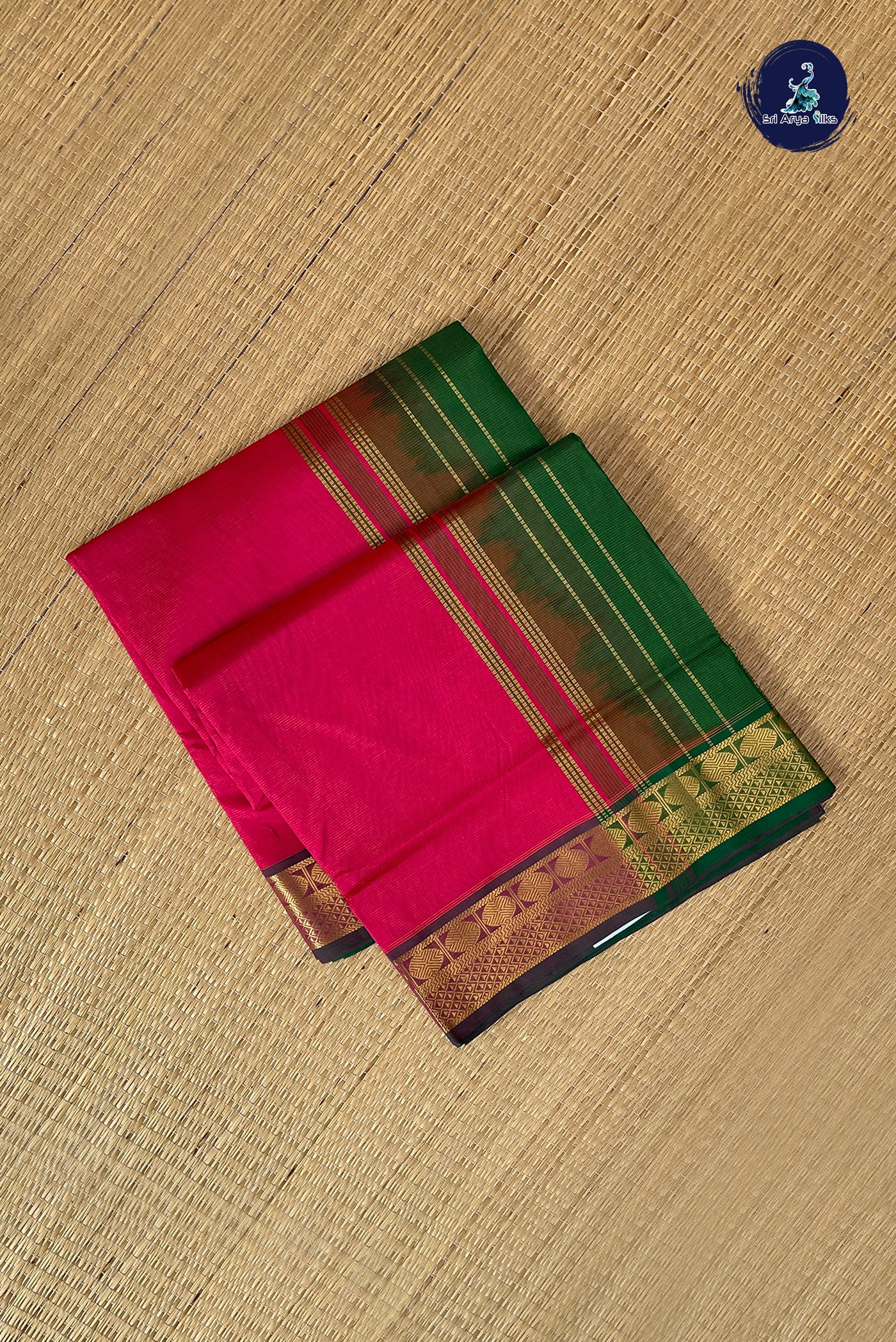 Pink Vaira Oosi Silk Cotton Saree With Vaira Oosi Pattern