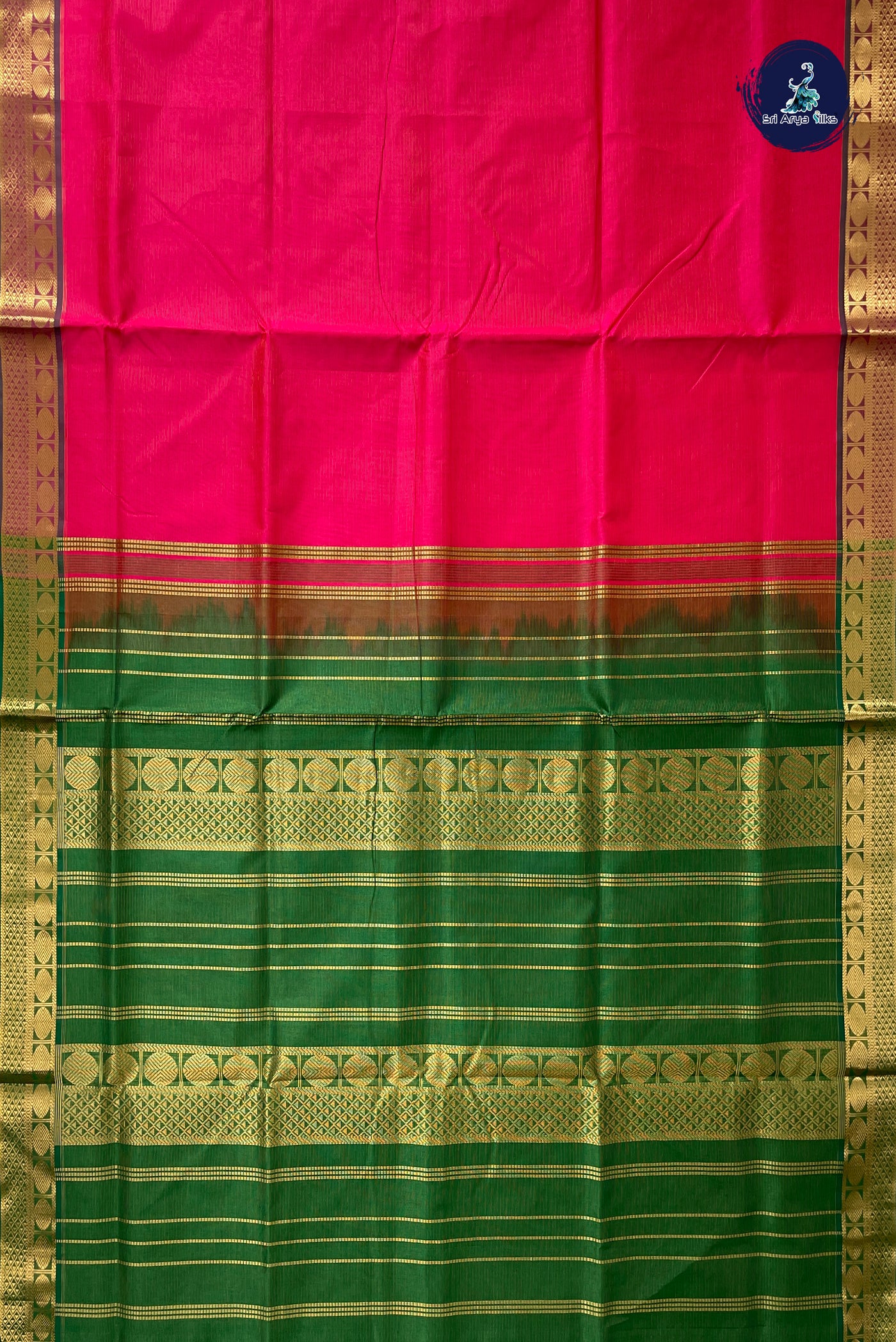 Pink Vaira Oosi Silk Cotton Saree With Vaira Oosi Pattern