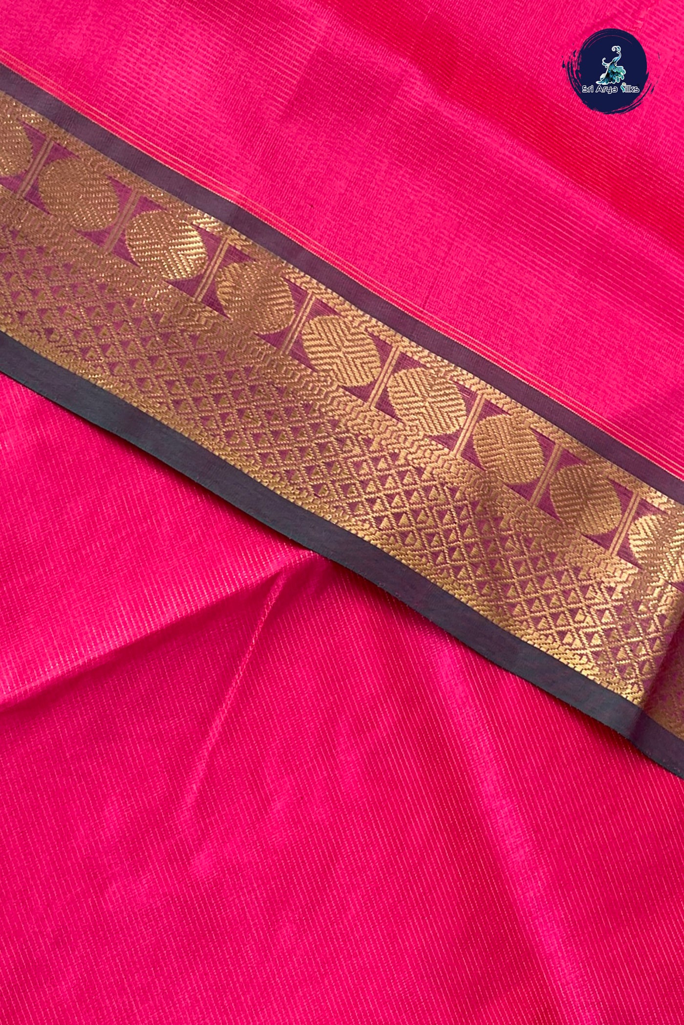 Pink Vaira Oosi Silk Cotton Saree With Vaira Oosi Pattern