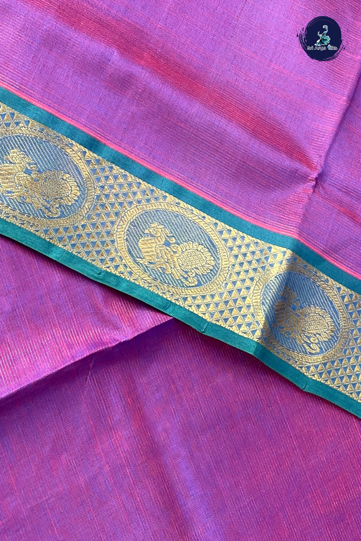 Dual Tone Purple Vaira Oosi Silk Cotton Saree With Vaira Oosi Pattern