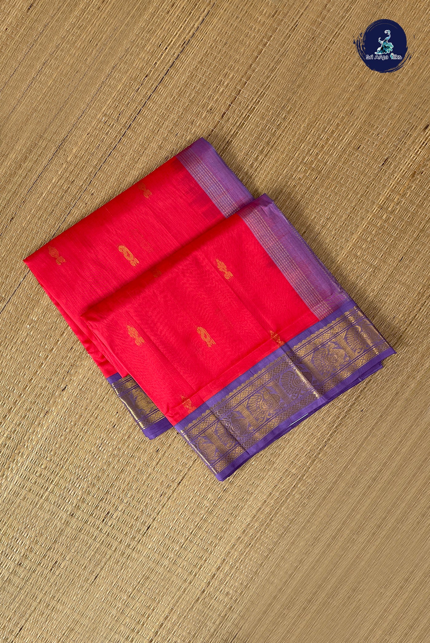 Pink Korvai Silk Cotton Saree With Zari Buttas Pattern