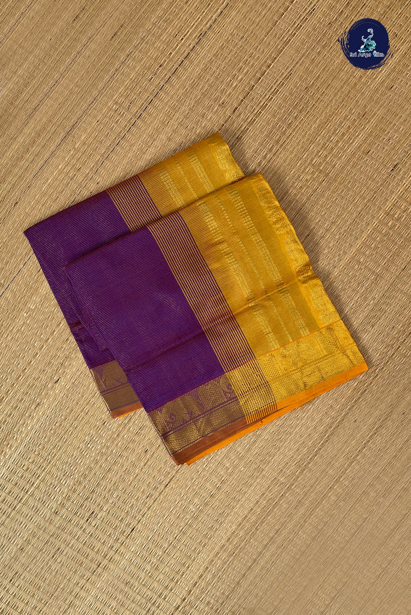 Dual Tone Purple Vaira Oosi Silk Cotton Saree With Vaira Oosi Pattern