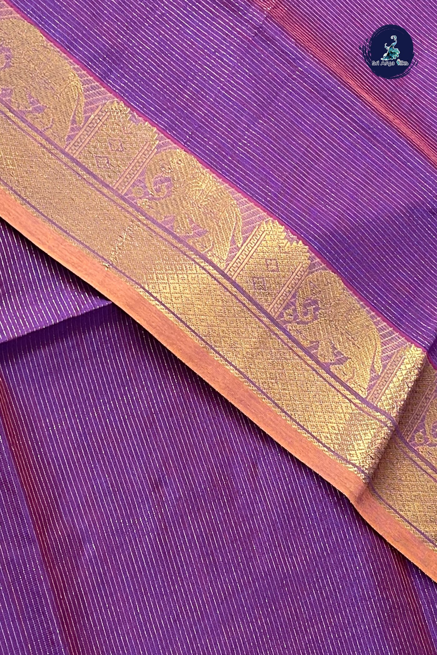 Dual Tone Purple Vaira Oosi Silk Cotton Saree With Vaira Oosi Pattern