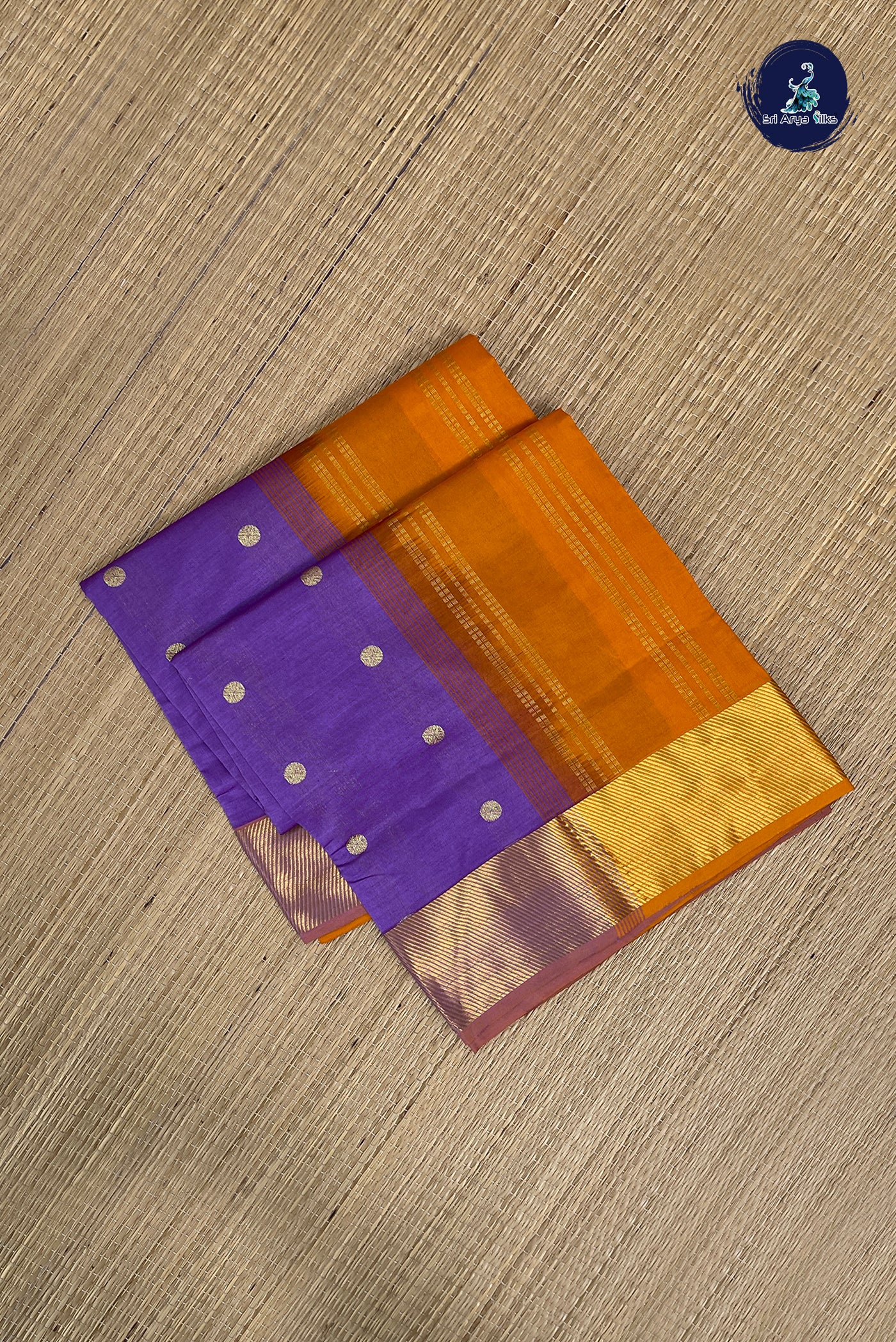 Lavender Half Pure Silk Cotton Saree With Zari Buttas Pattern