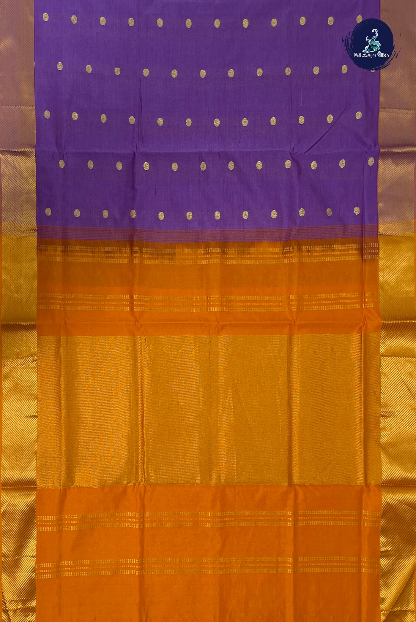 Lavender Half Pure Silk Cotton Saree With Zari Buttas Pattern