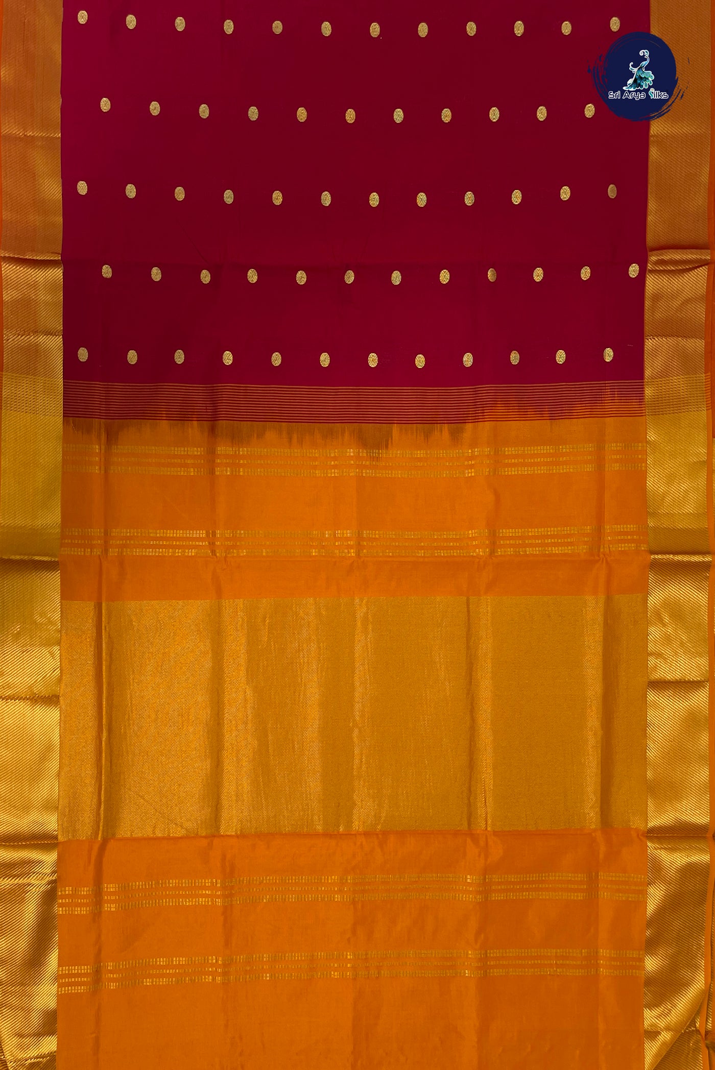 Red Half Pure Silk Cotton Saree With Zari Buttas Pattern