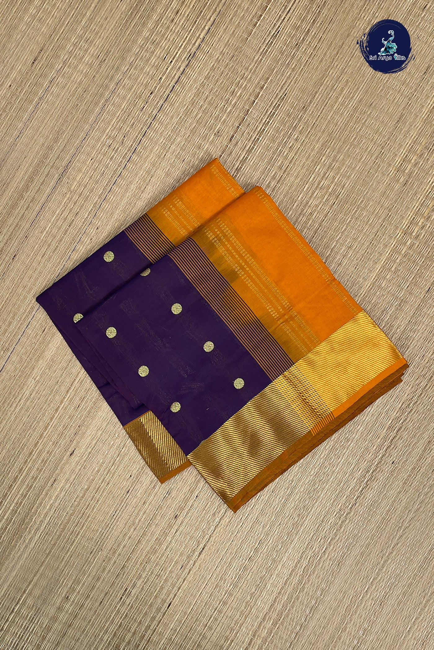 Coffee Brown Half Pure Silk Cotton Saree With Zari Buttas Pattern