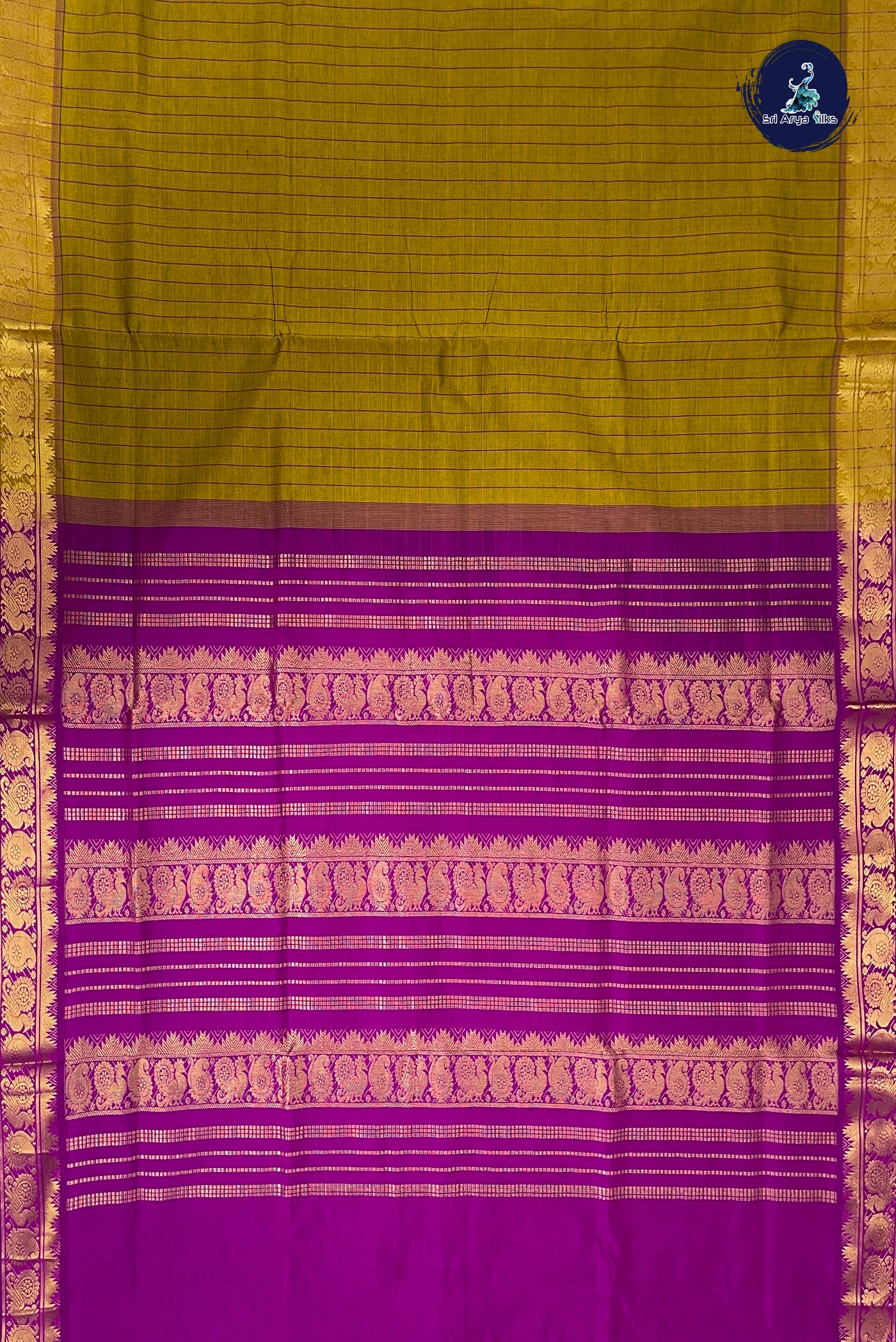 Honey Brown  Half Pure Silk Cotton Saree With Checked Pattern
