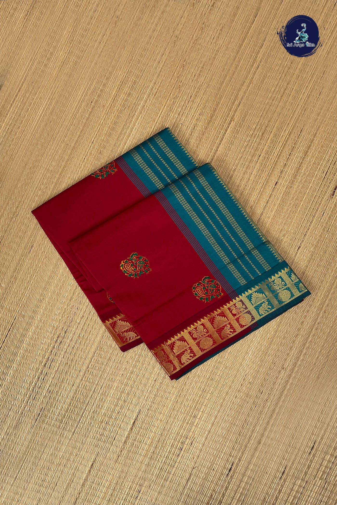 Maroon Half Pure Silk Cotton Saree With Printed Pattern