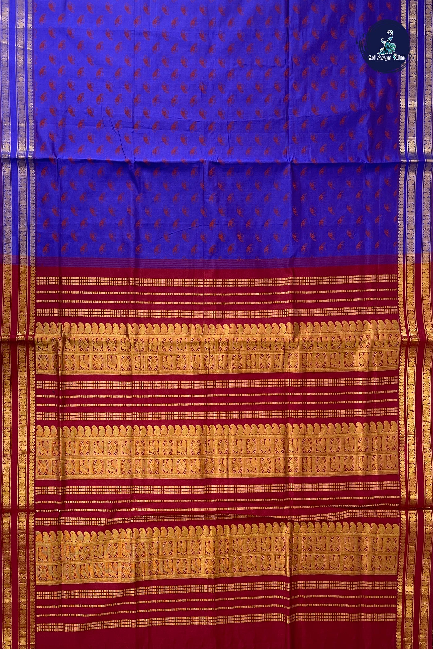 Violet Half Pure Silk Cotton Saree With Printed Pattern