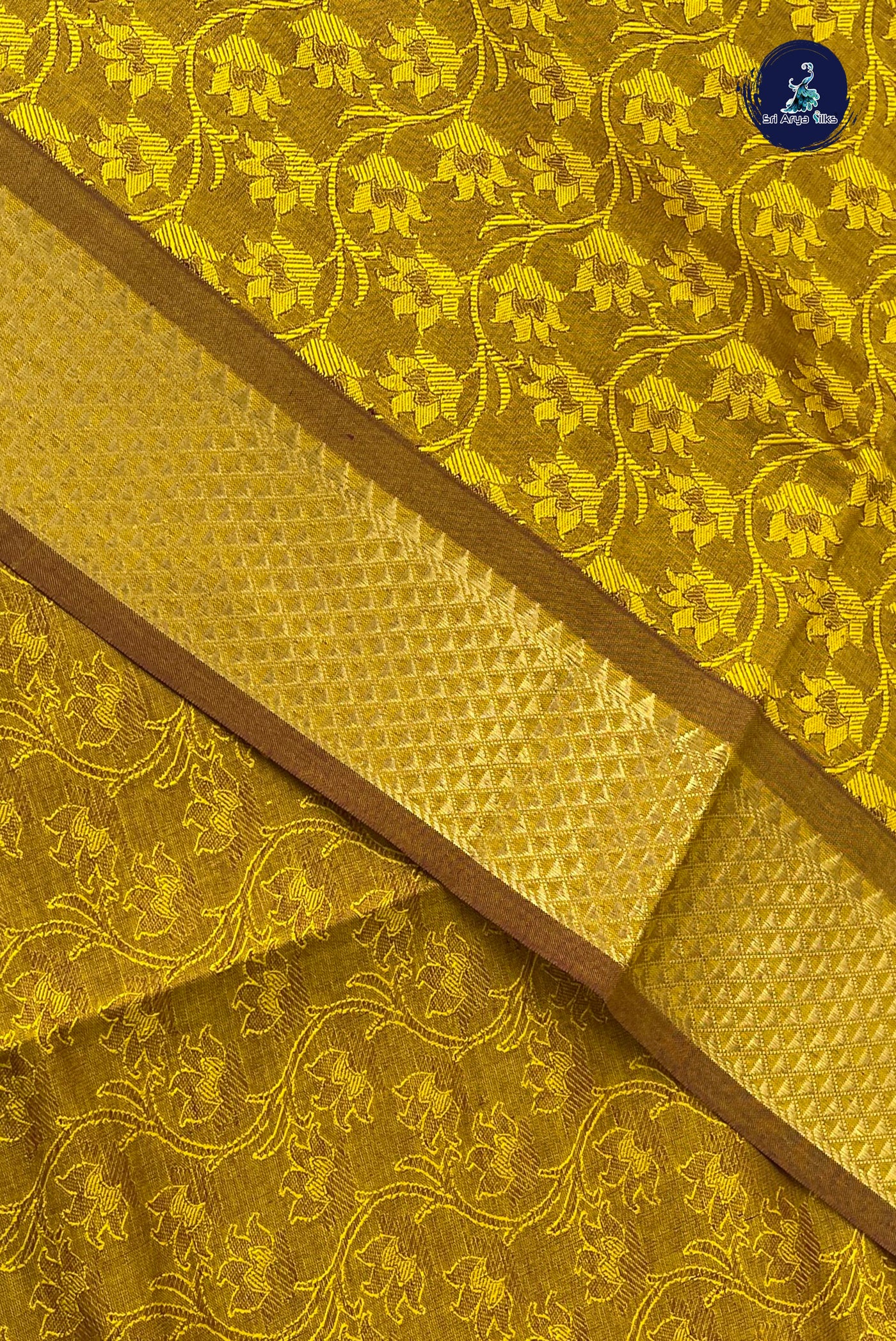 Mustard Yellow Half Pure Silk Cotton Saree With Embossed Pattern
