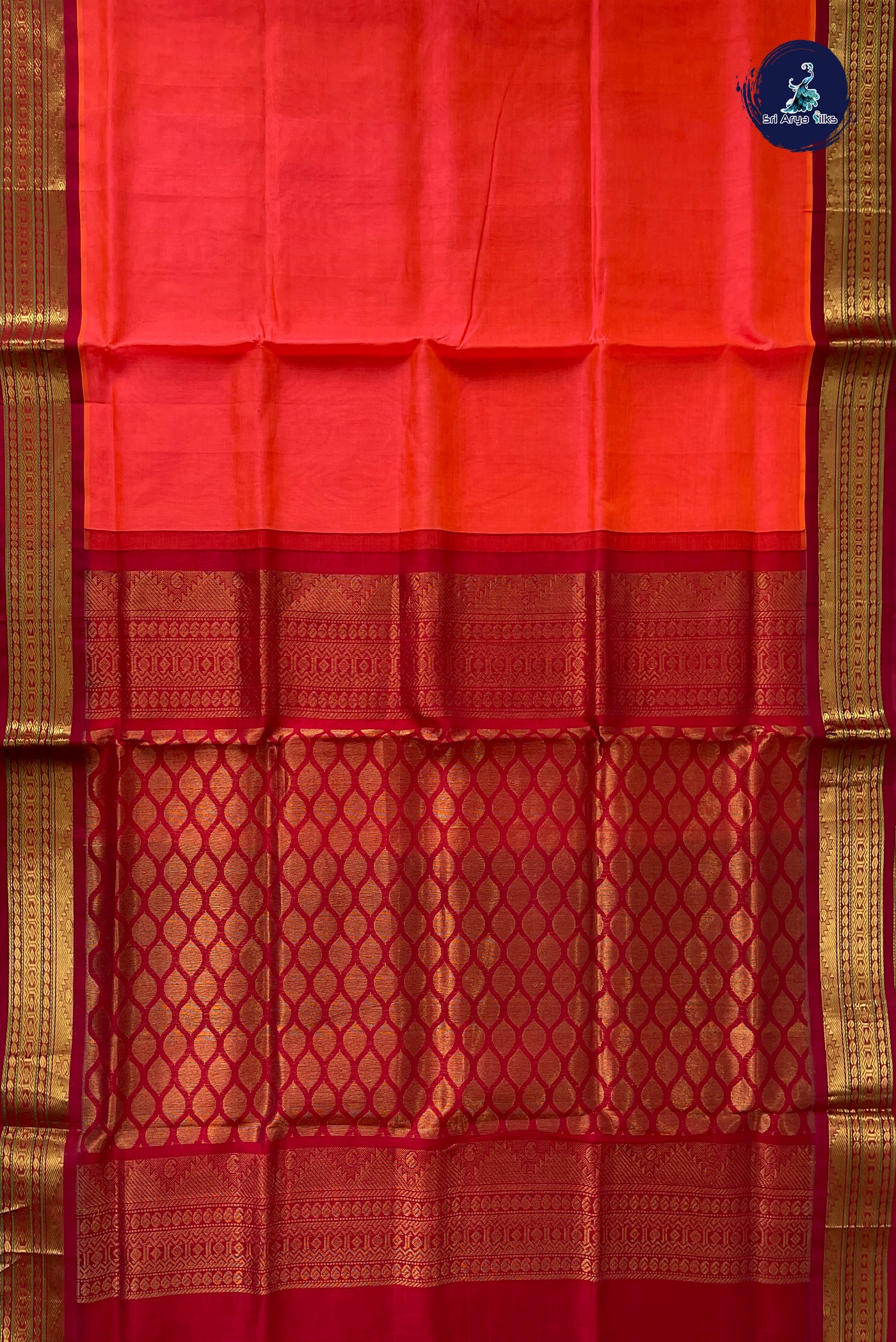 Dual Tone Pink Korvai Silk Cotton Saree With Plain Pattern