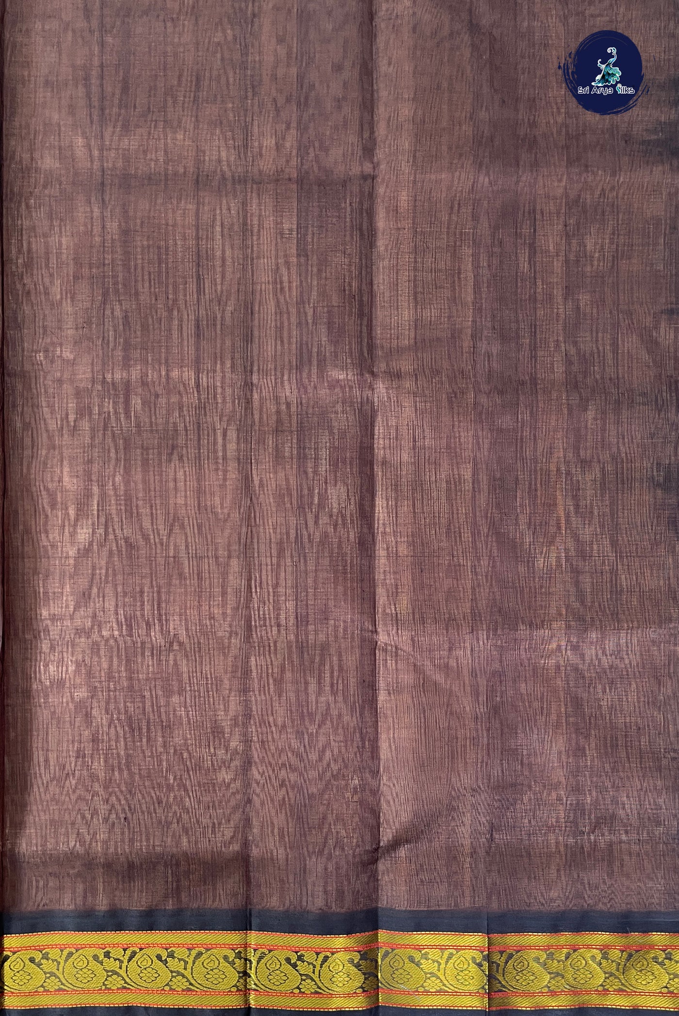 Beige Korvai Silk Cotton Saree With Plain Pattern