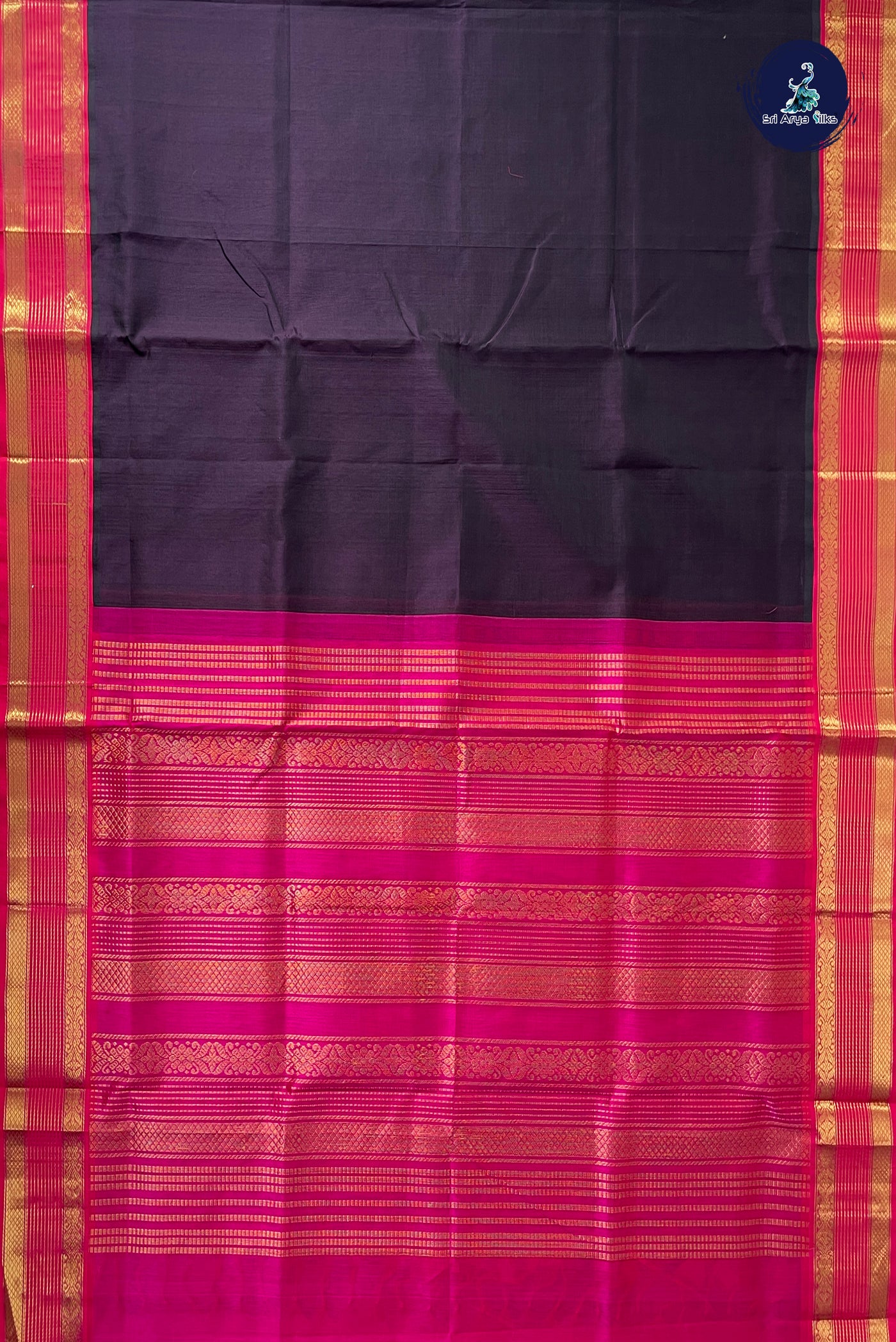 Jamun Korvai Silk Cotton Saree With Plain Pattern