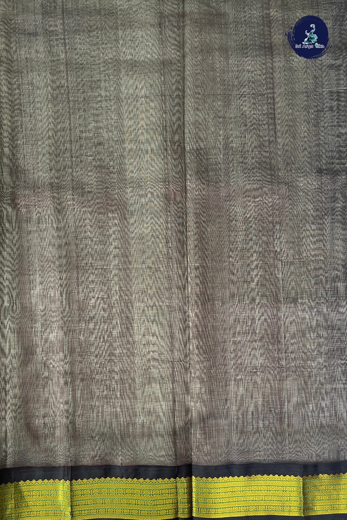 Silver Grey Korvai Silk Cotton Saree With Plain Pattern