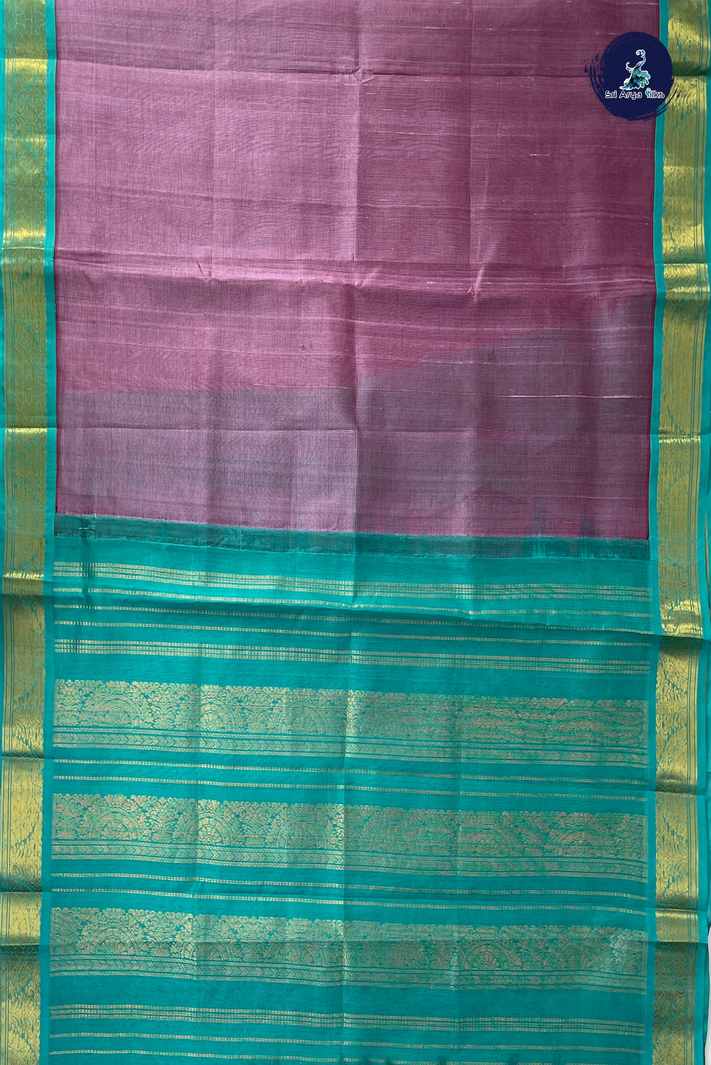 Onion Pink Korvai Silk Cotton Saree With Plain Pattern