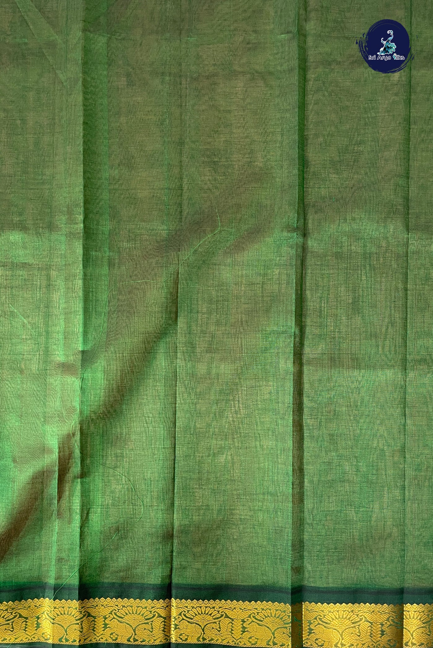 Beige Korvai Silk Cotton Saree With Plain Pattern
