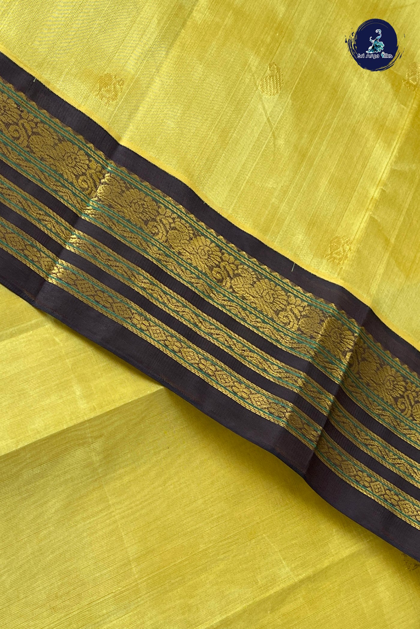 Lime Green Korvai Silk Cotton Saree With Zari Buttas Pattern