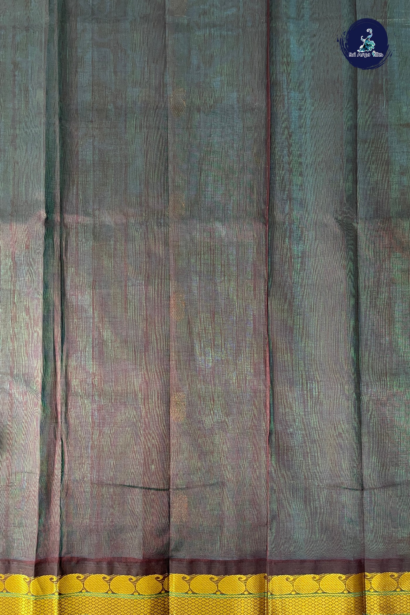 Teal Blue Korvai Silk Cotton Saree With Zari Buttas Pattern