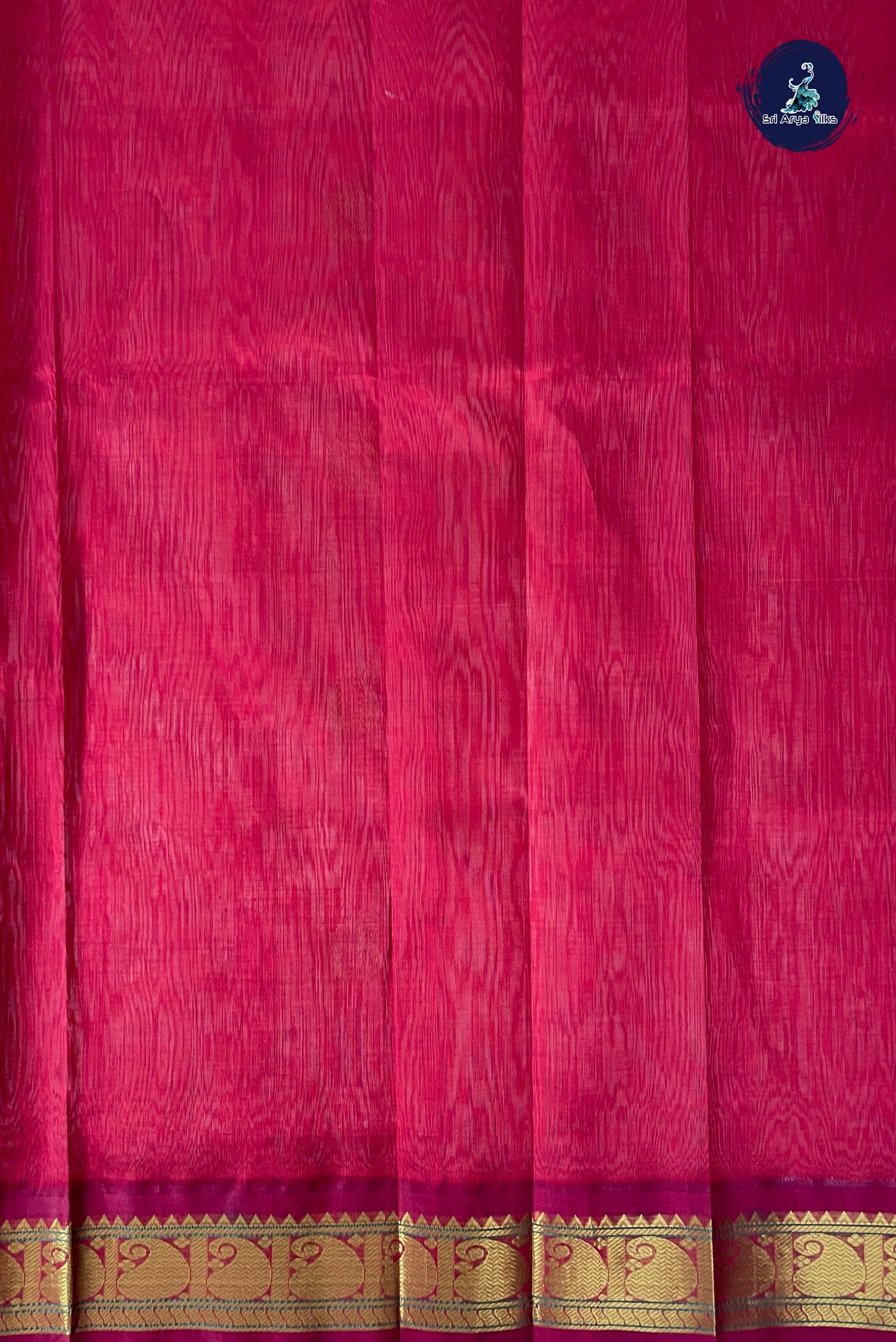 Kanagambaram Shade Korvai Silk Cotton Saree With Zari Buttas Pattern