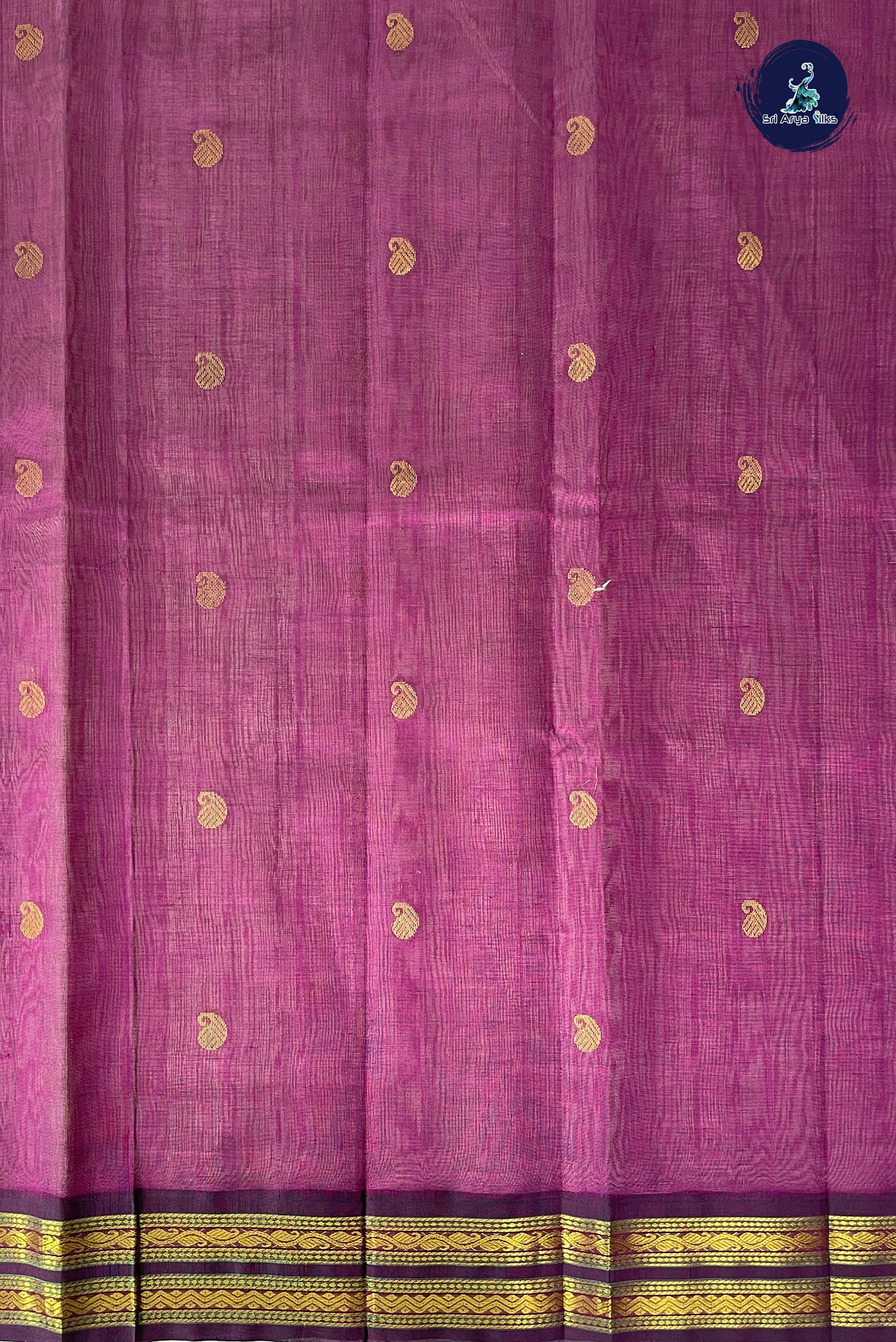 Lotus Pink Korvai Silk Cotton Saree With Zari Buttas Pattern