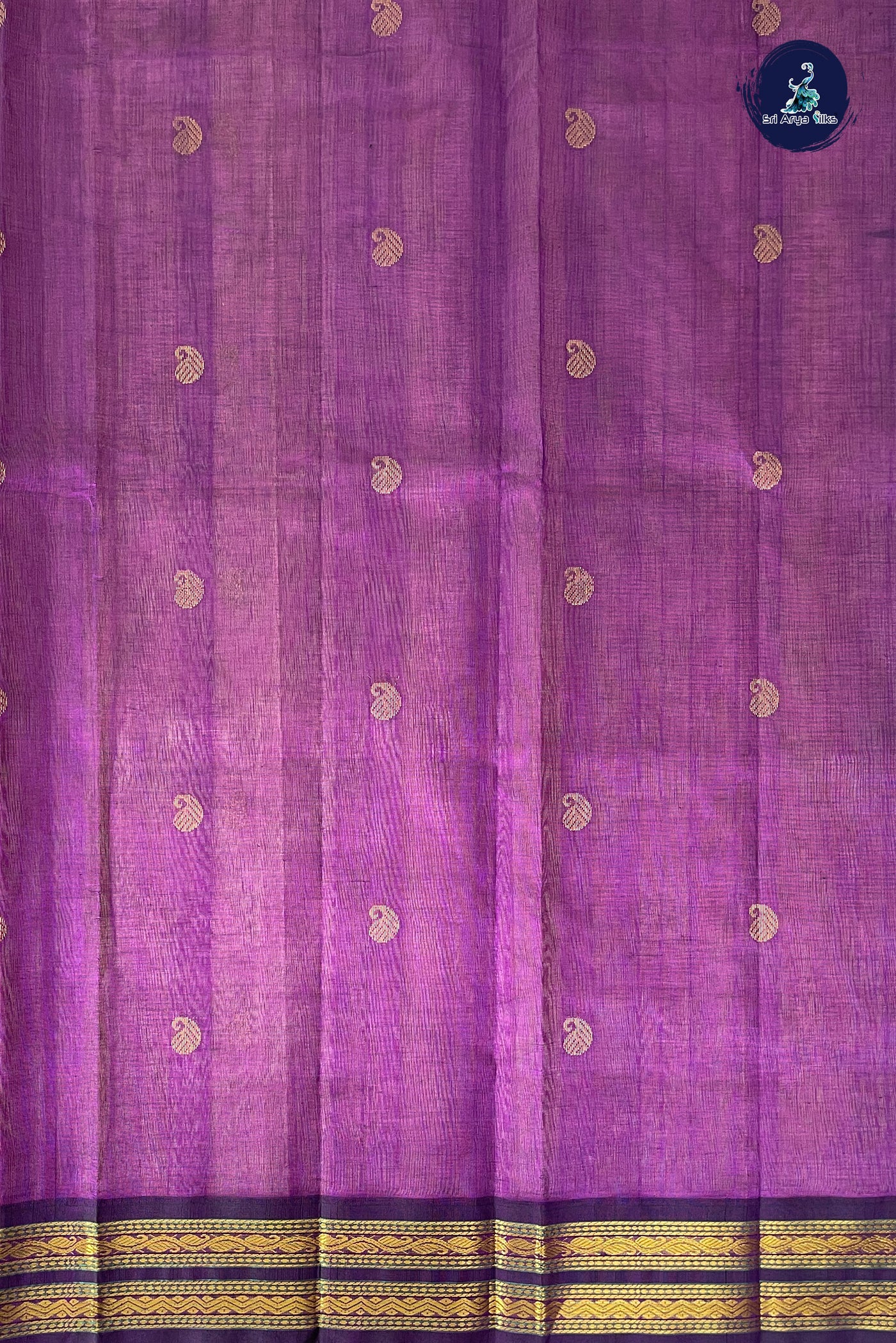 Lotus Pink Korvai Silk Cotton Saree With Zari Buttas Pattern