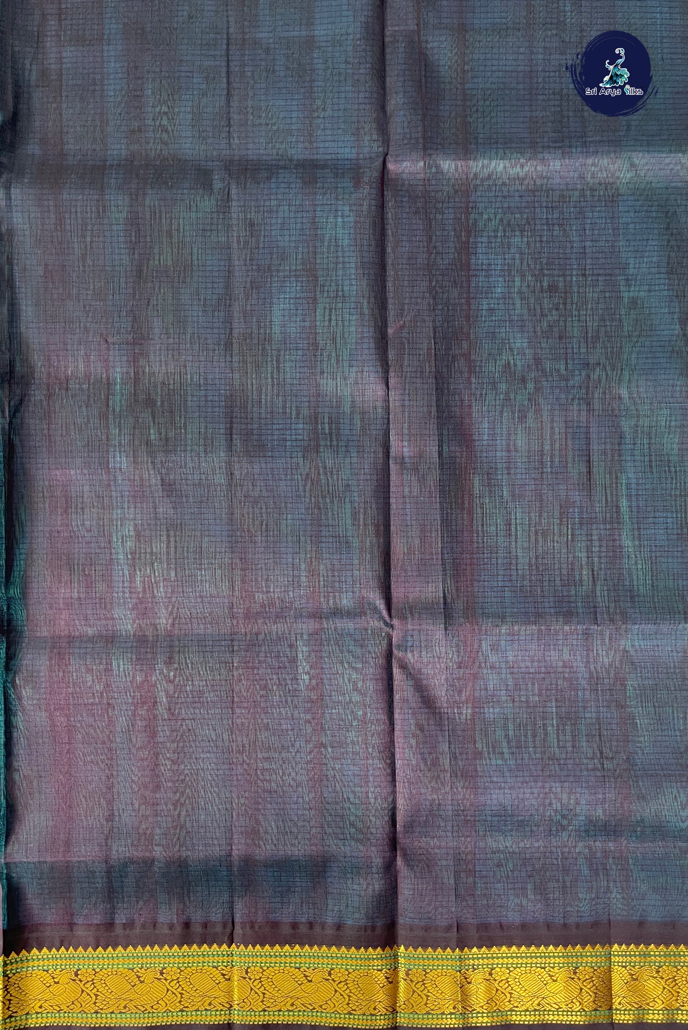 Blue Checked Saree With Checked Pattern